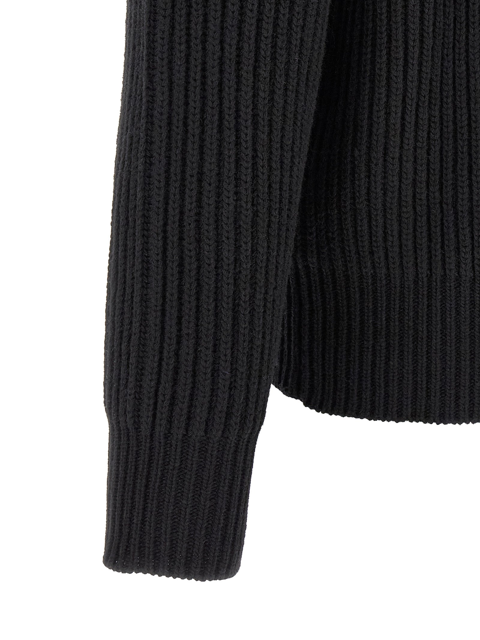 MM6 Maison Margiela Schwarze Wolljacke in voller Länge