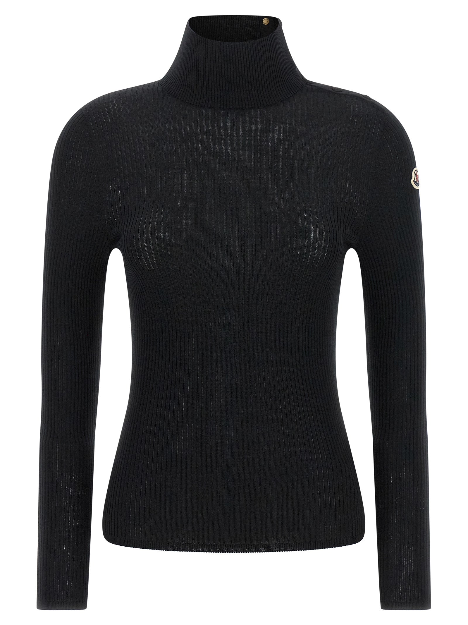 Moncler Schwarzer Cardigan aus Schurwolle