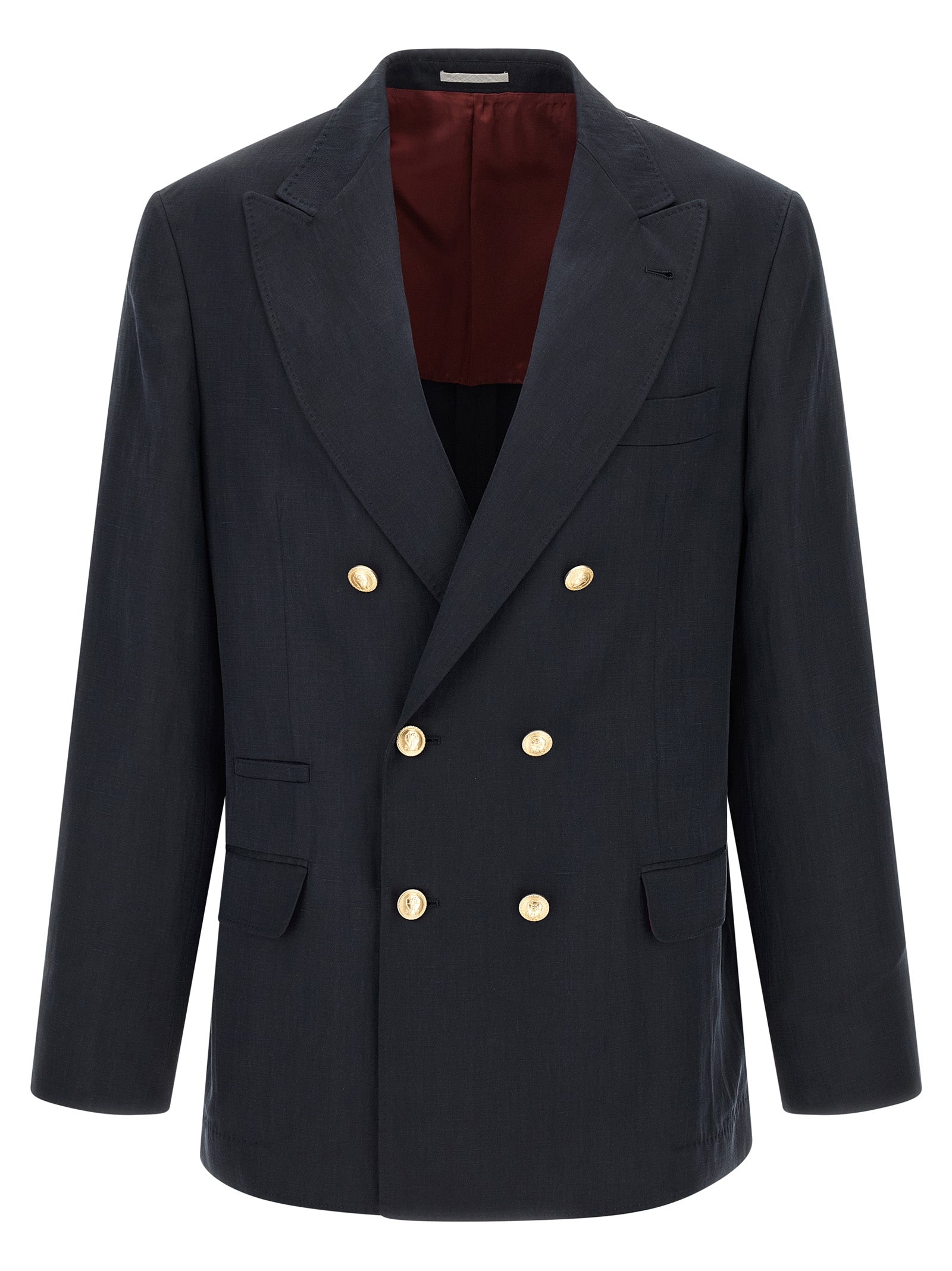 Brunello Cucinelli Blauer Seidenblazer