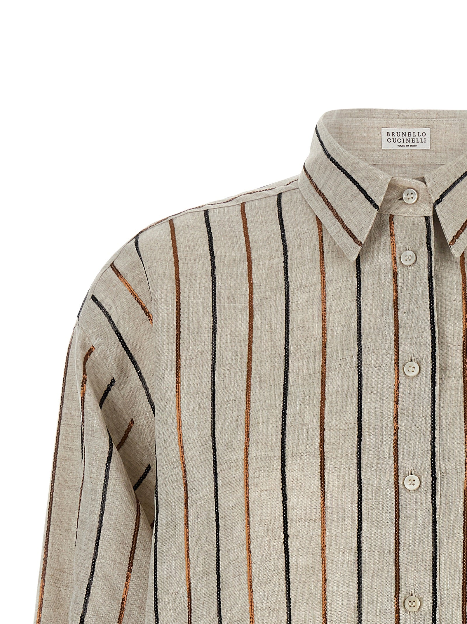 Brunello Cucinelli Bicolor Leinenbluse