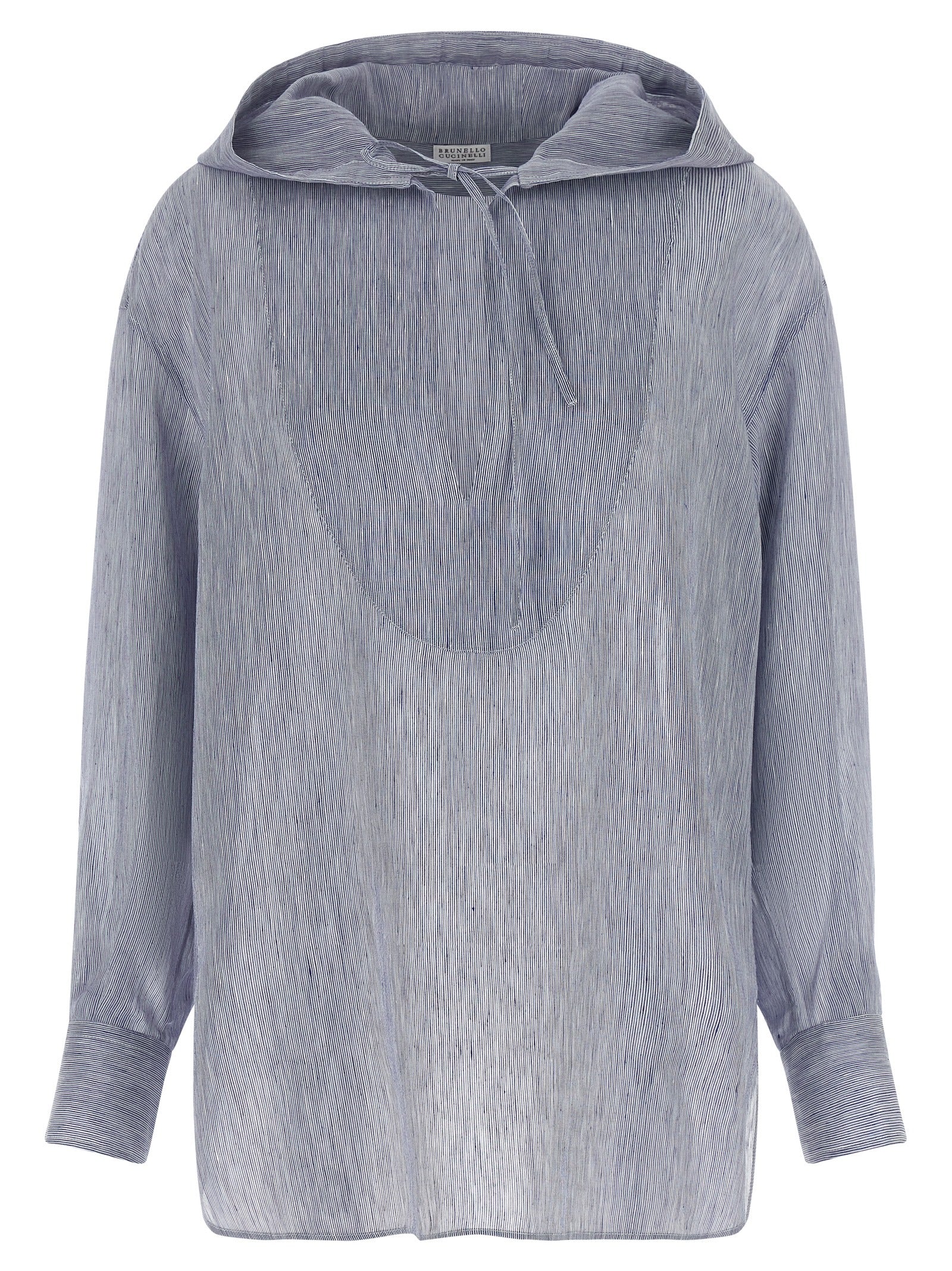 Brunello Cucinelli Blaue Leinenbluse