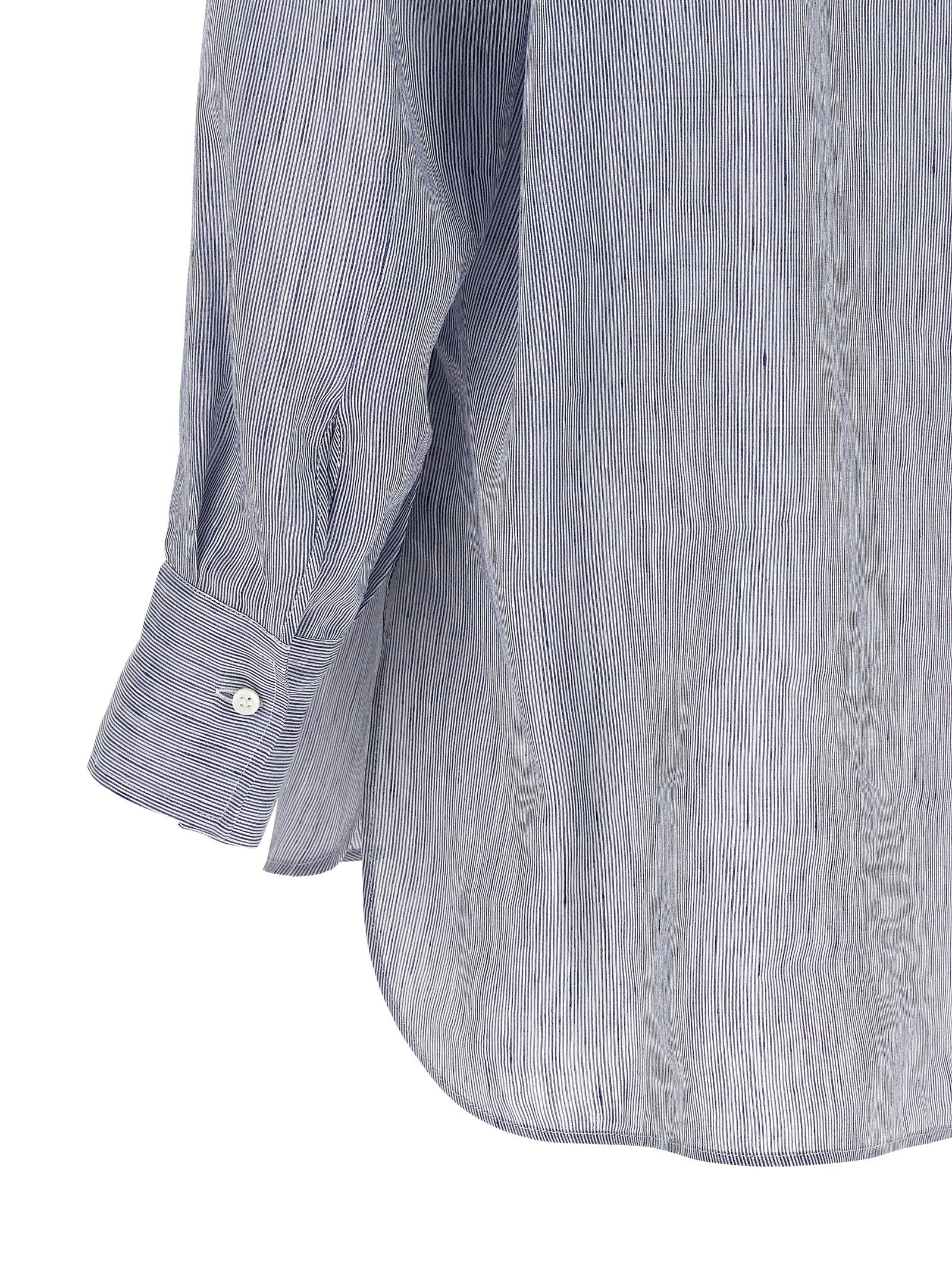 Brunello Cucinelli Blaue Leinenbluse