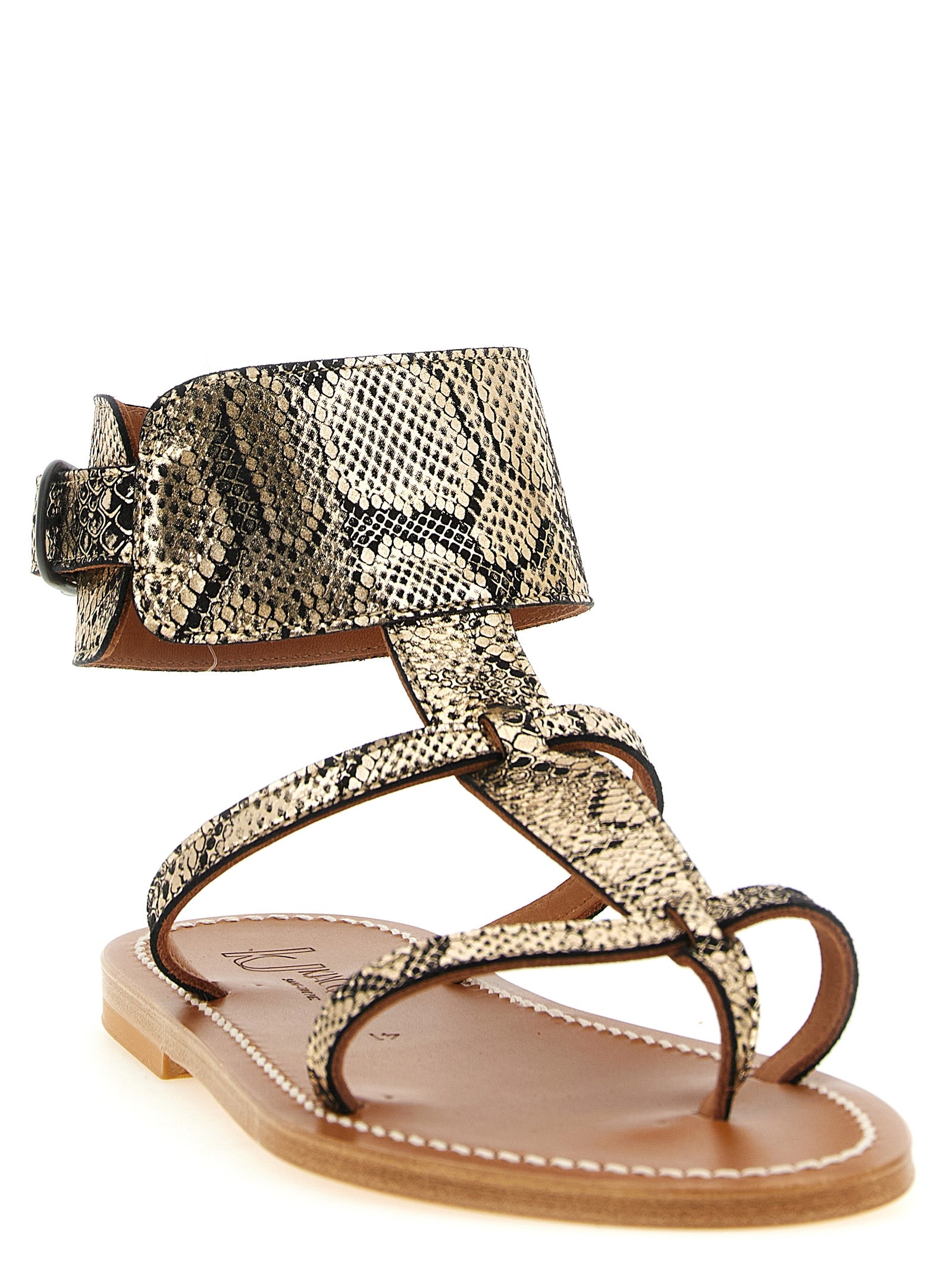 K.JACQUES SAINT TROPEZ Graue Sandalen aus Ziegenleder