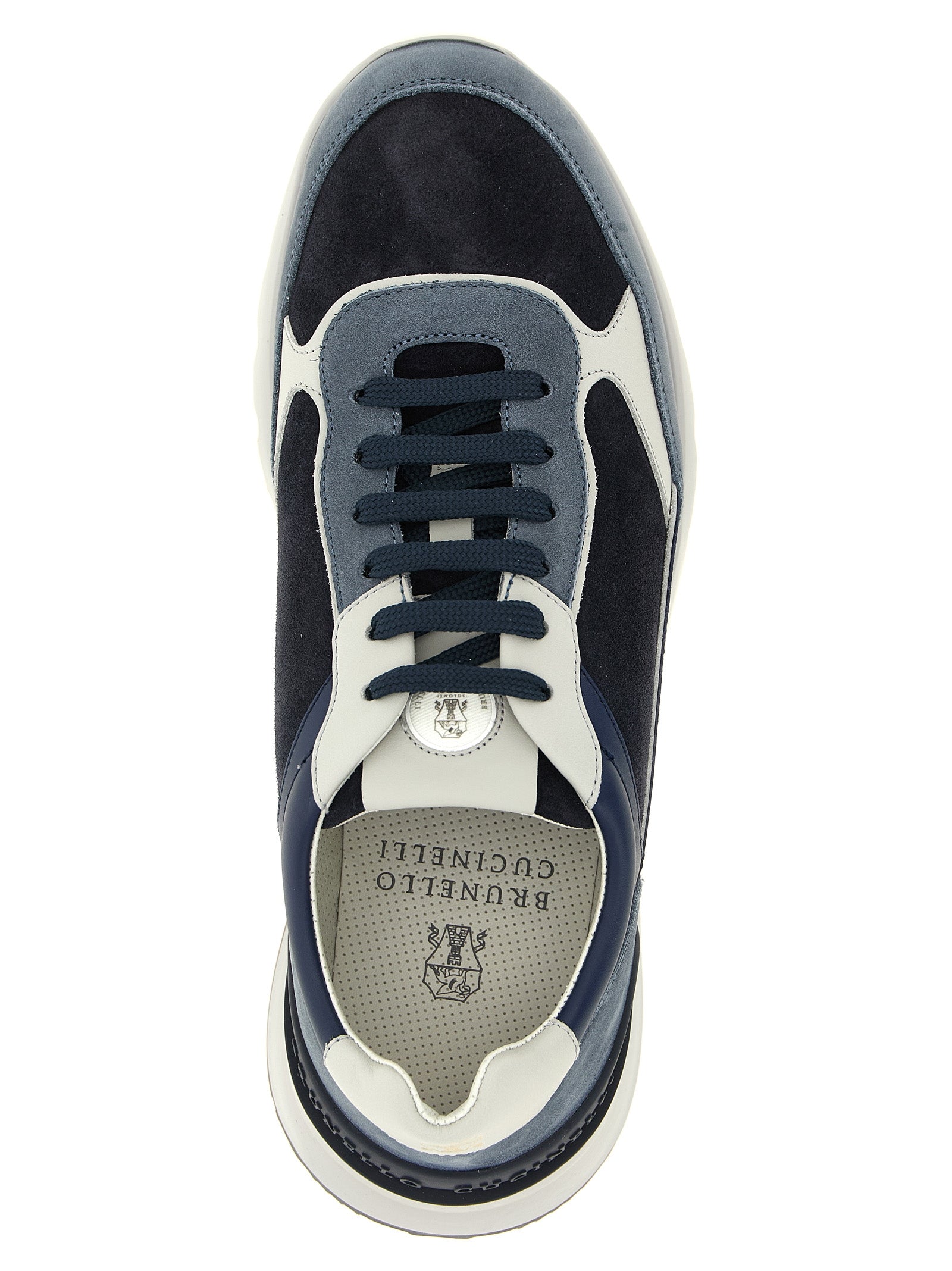 Brunello Cucinelli Blaue Sneaker aus Kalbsleder im Athletic-Stil