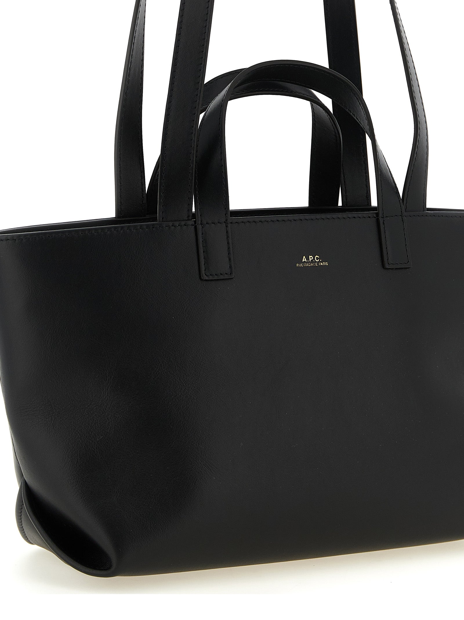 A.P.C. Schwarze Tote Bag aus Rindsleder