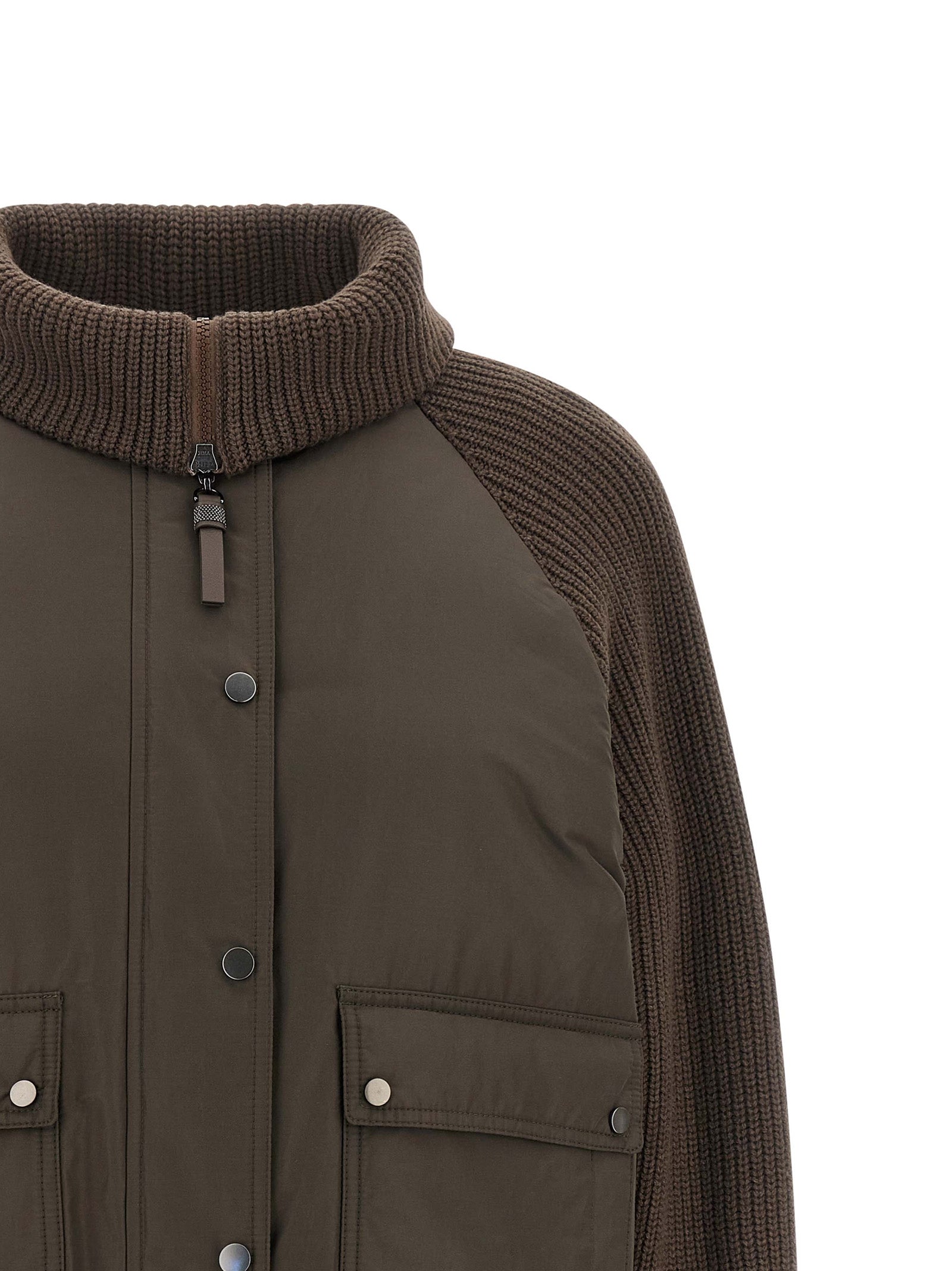 Brunello Cucinelli Braune Baumwolljacke in voller Länge