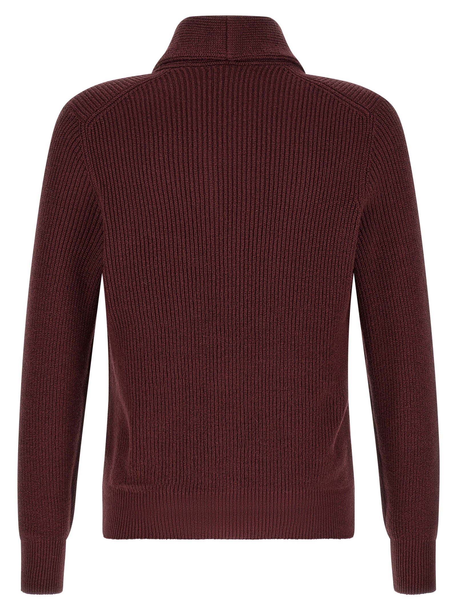 Brunello Cucinelli Bordeaux Baumwoll-Strickjacke