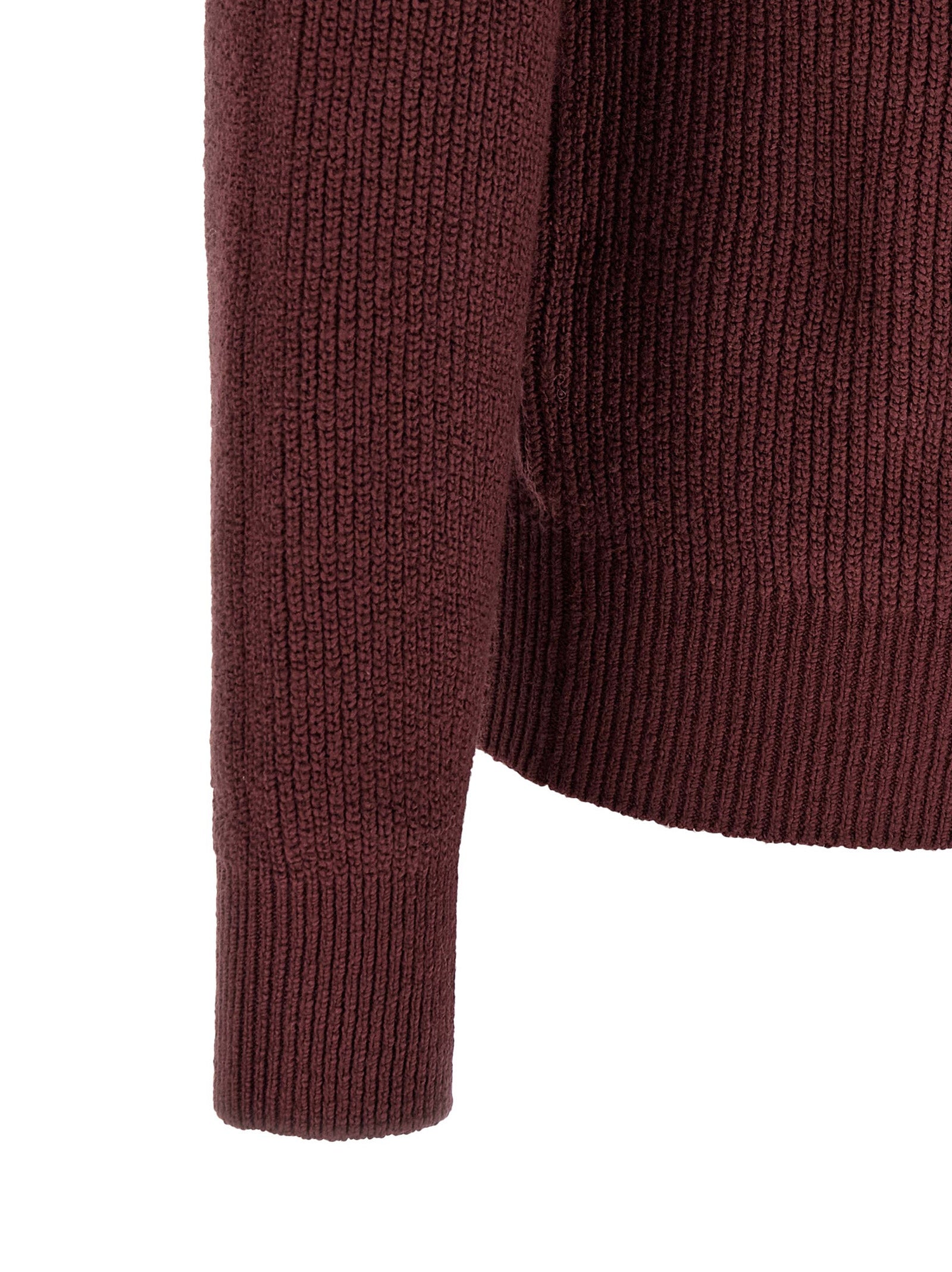 Brunello Cucinelli Bordeaux Baumwoll-Strickjacke