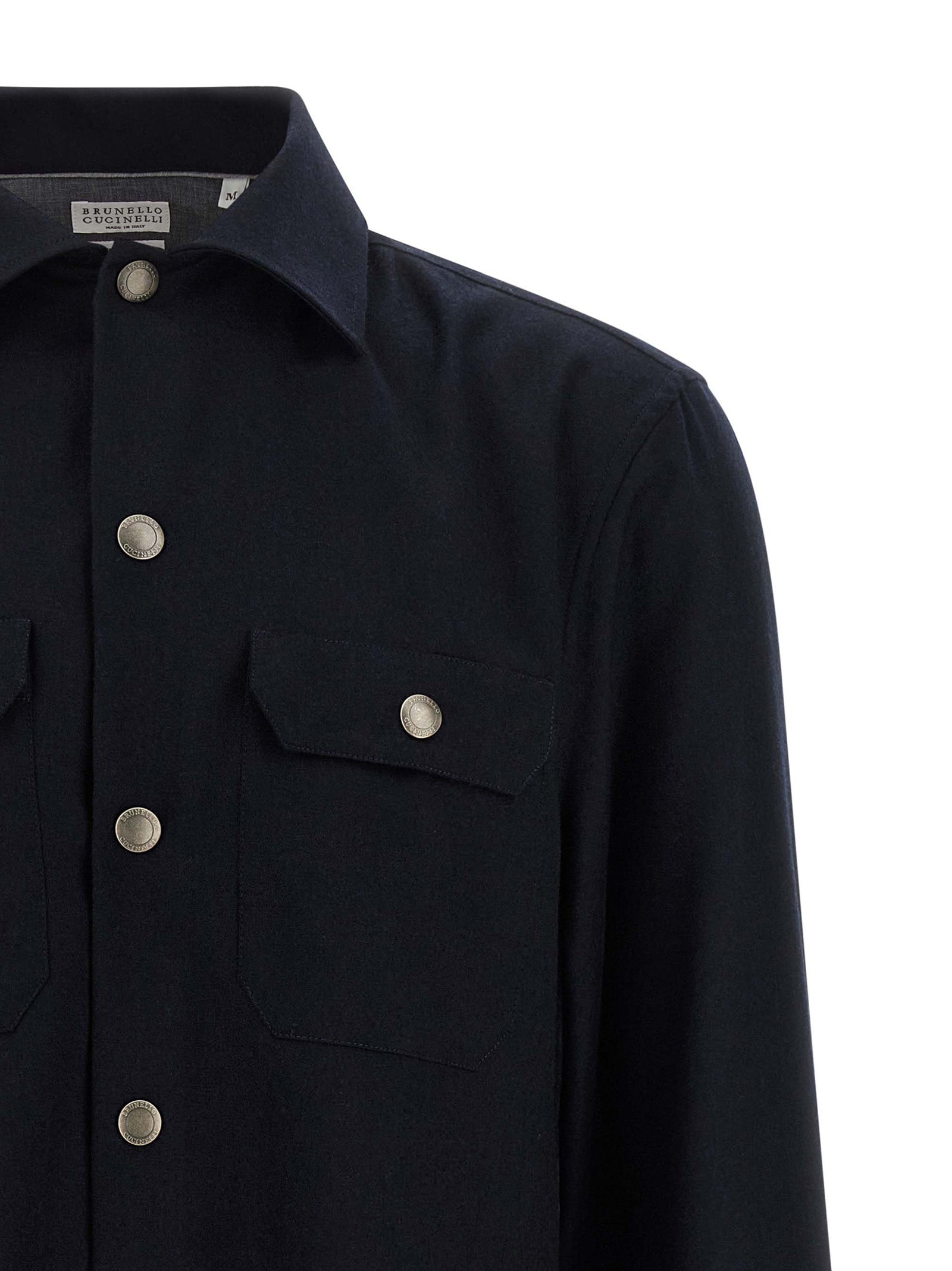 Brunello Cucinelli Bluse aus blauer Schurwolle