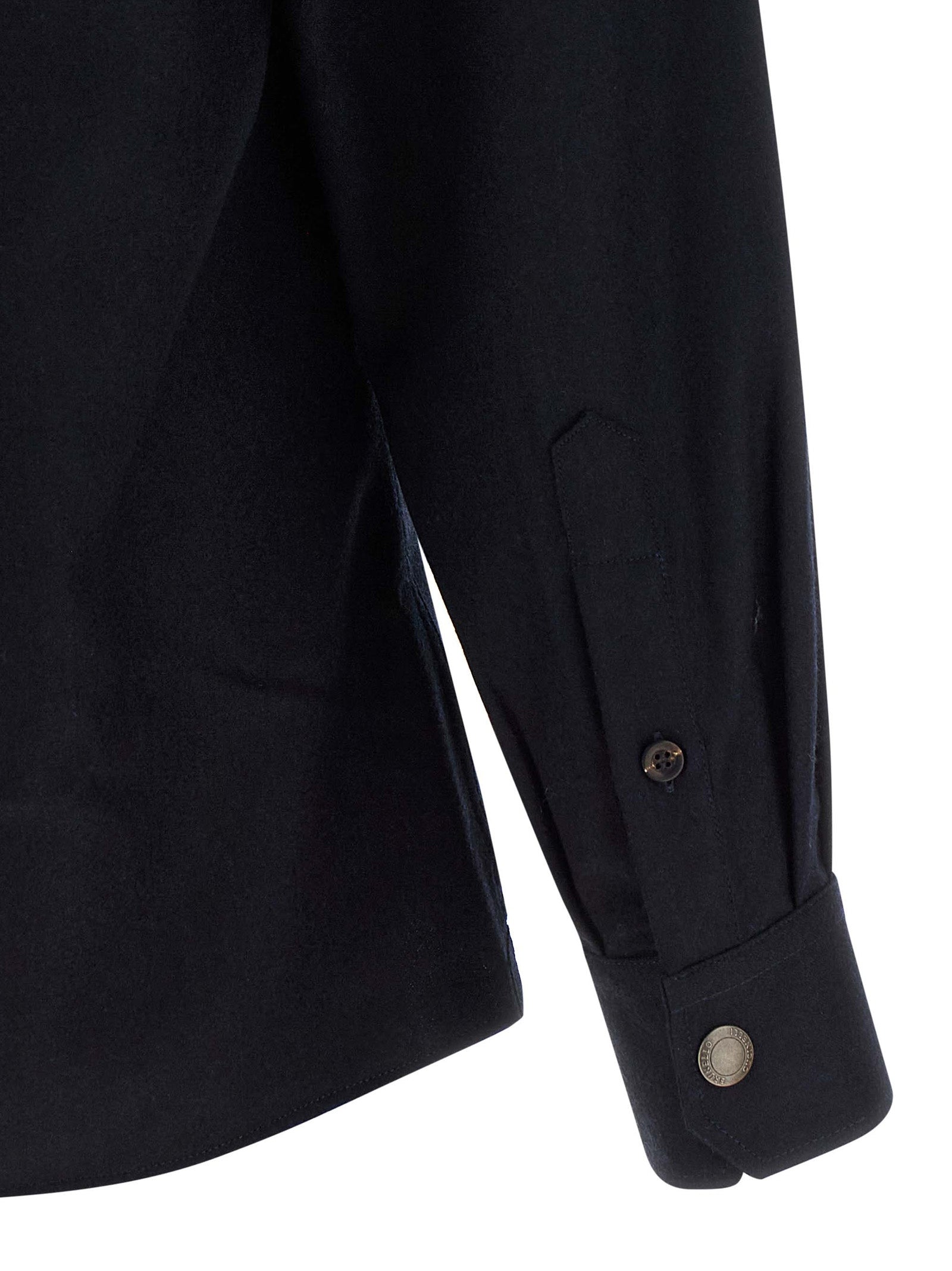 Brunello Cucinelli Bluse aus blauer Schurwolle