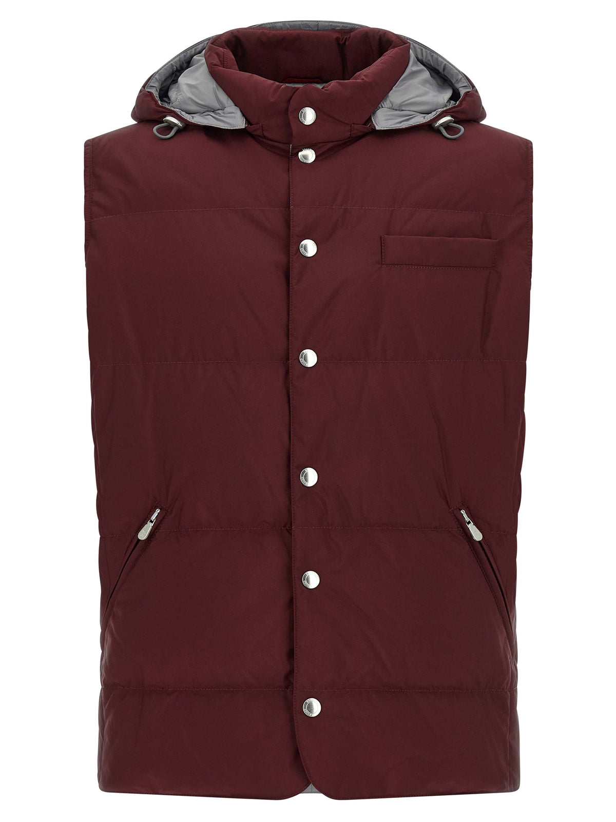 Brunello Cucinelli Ärmellose Jacke in Bordeaux aus Polyester