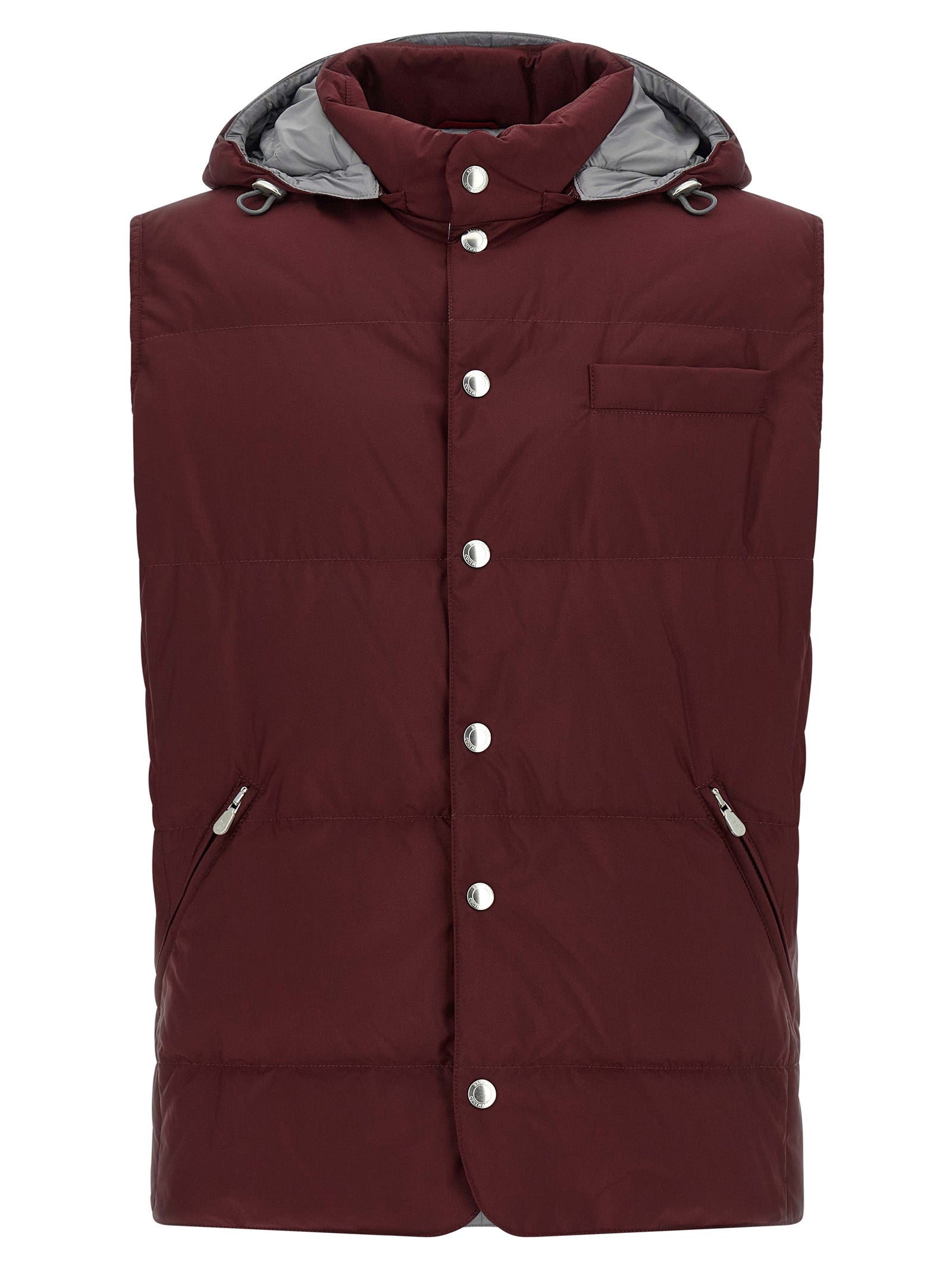 Brunello Cucinelli Ärmellose Jacke in Bordeaux aus Polyester