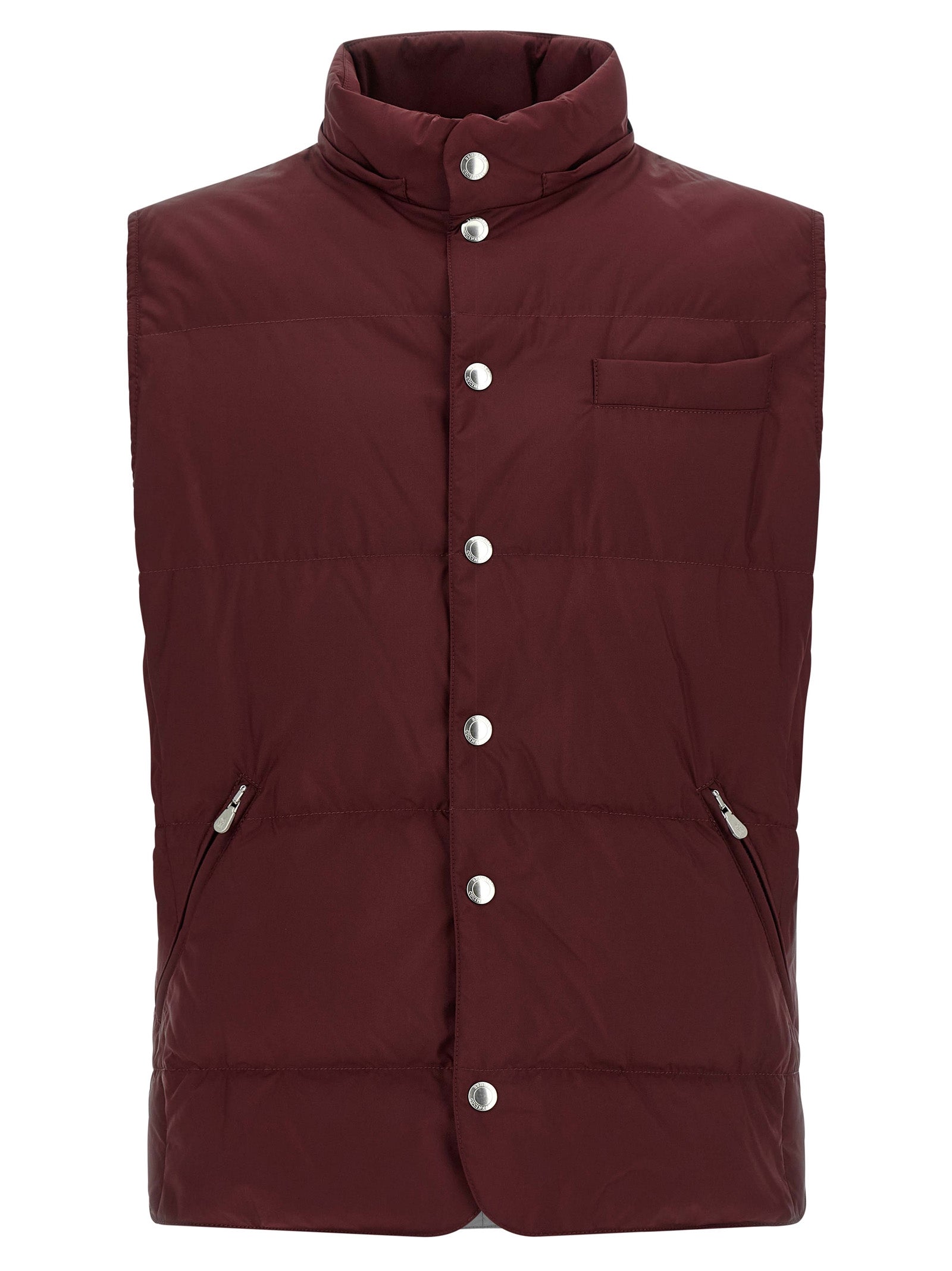 Brunello Cucinelli Ärmellose Jacke in Bordeaux aus Polyester
