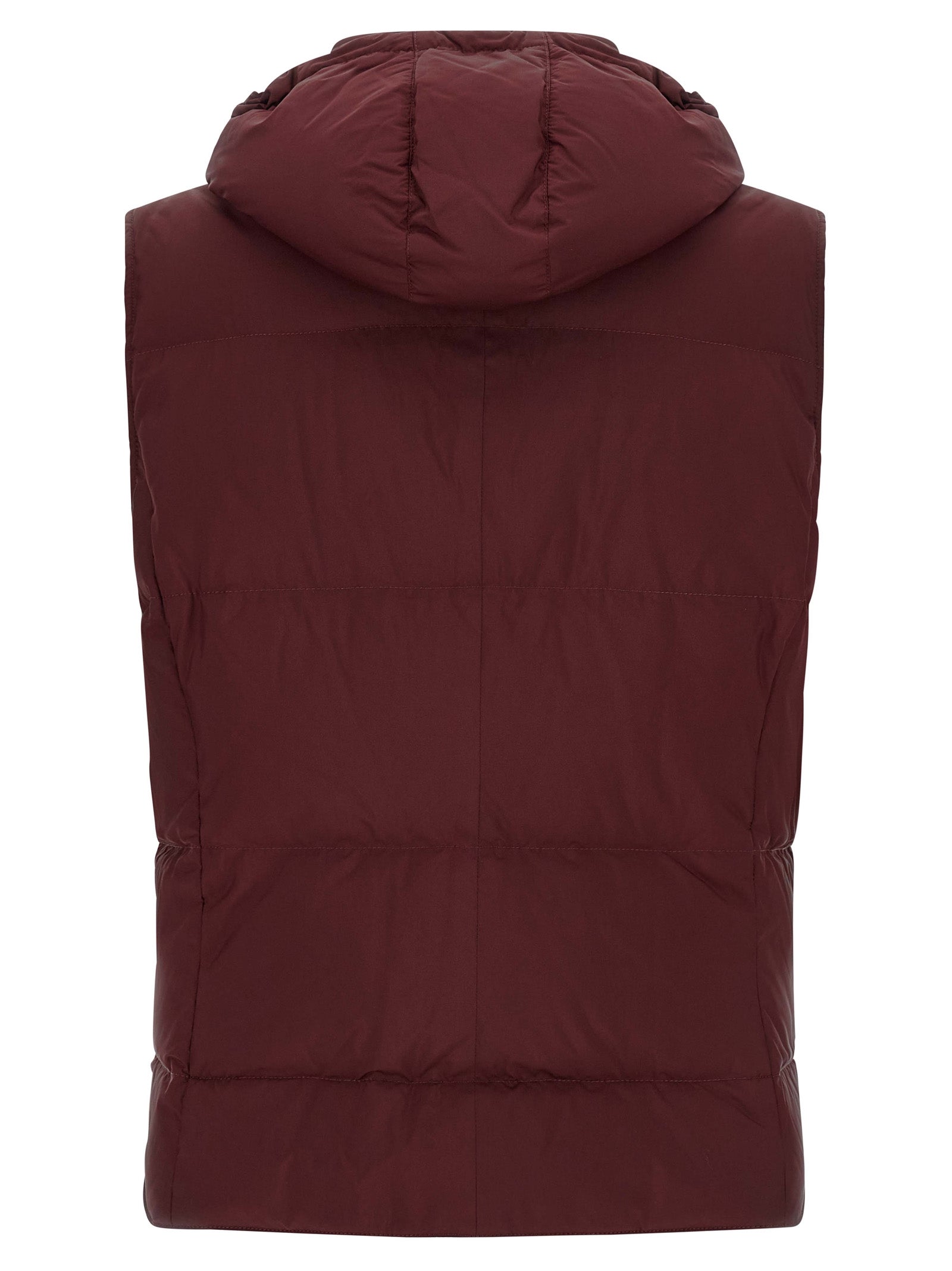 Brunello Cucinelli Ärmellose Jacke in Bordeaux aus Polyester