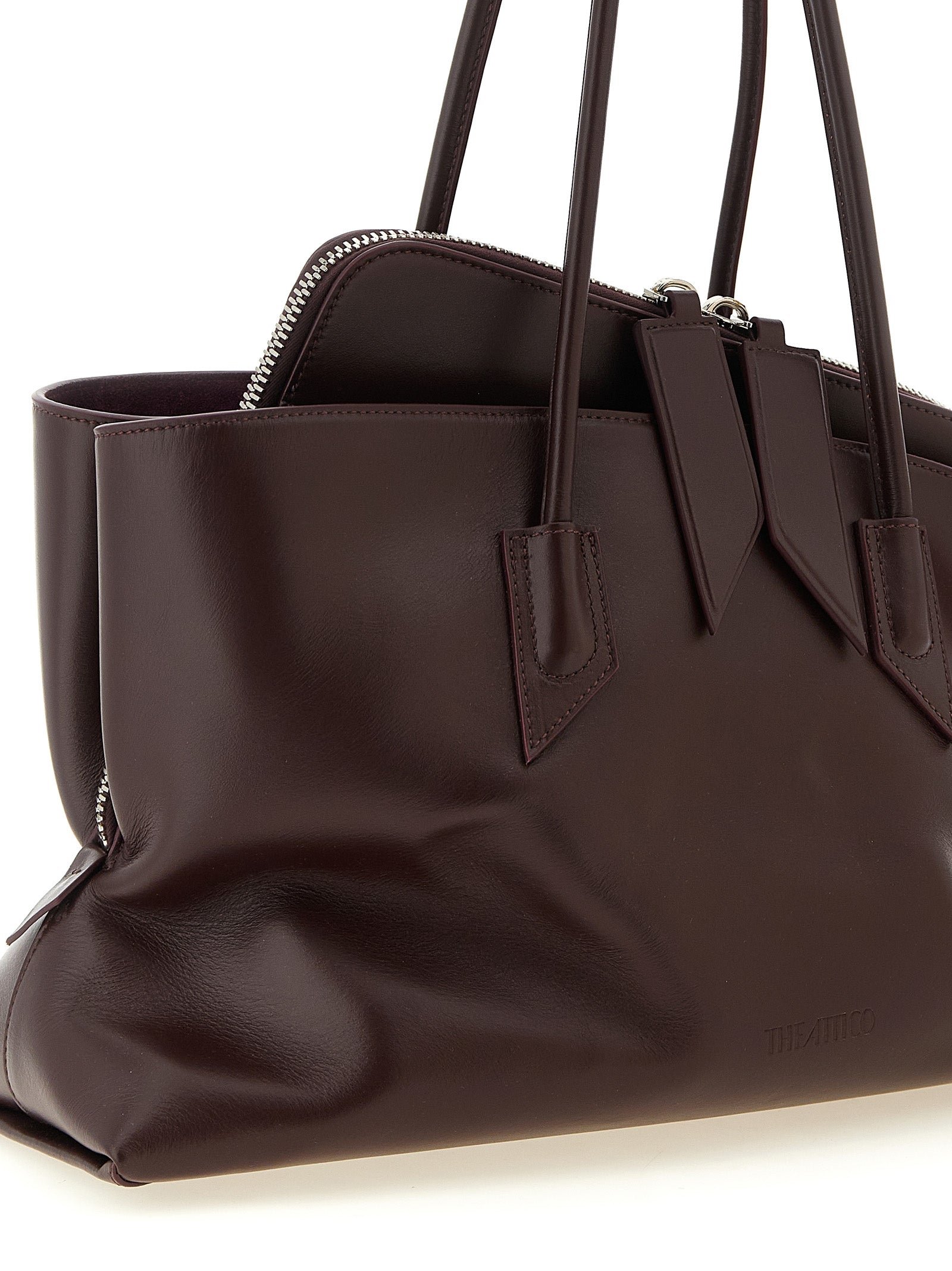 The Attico Schultertasche aus violettem Rindsleder
