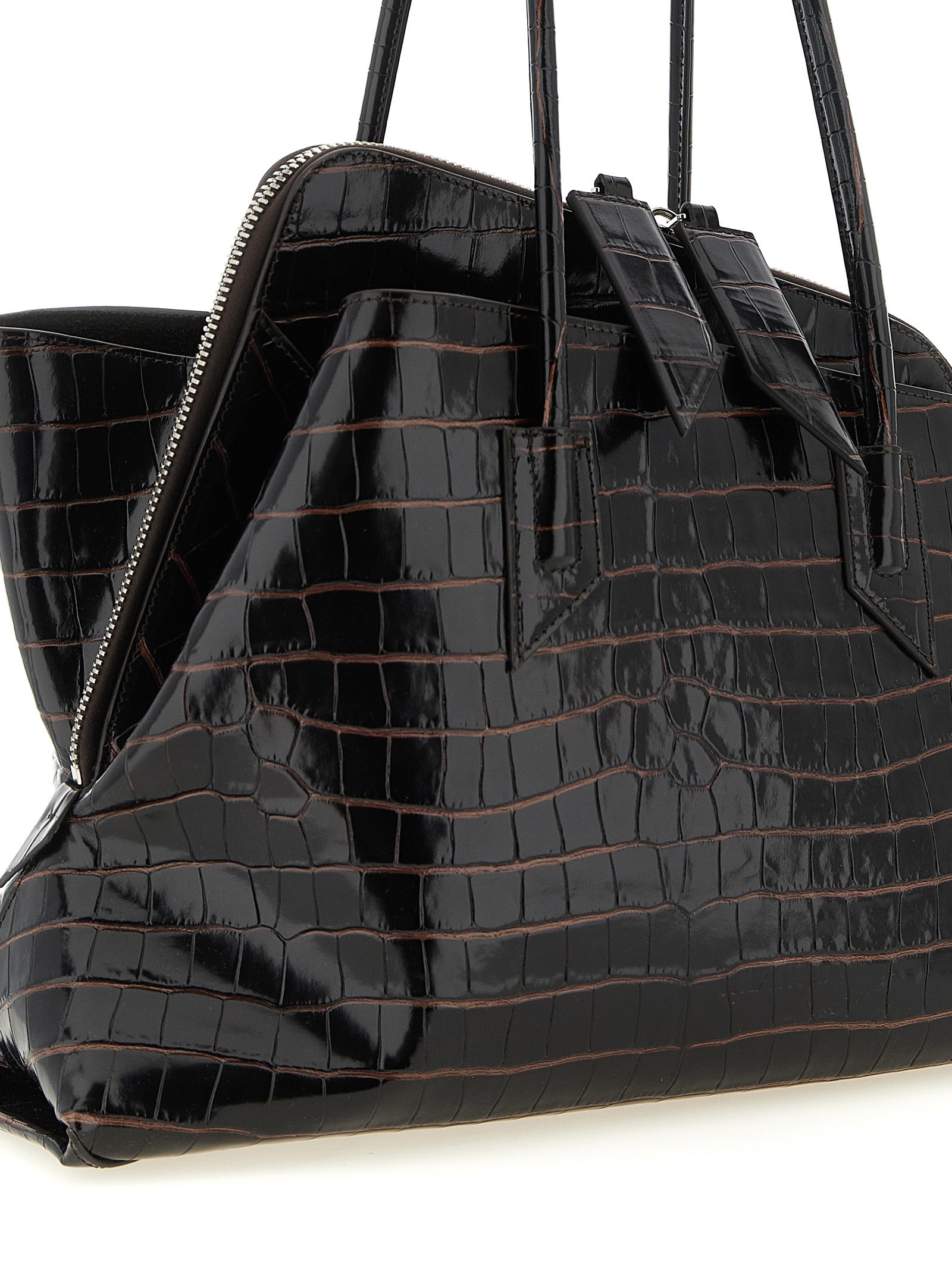 The Attico Schultertasche aus braunem Kalbsleder