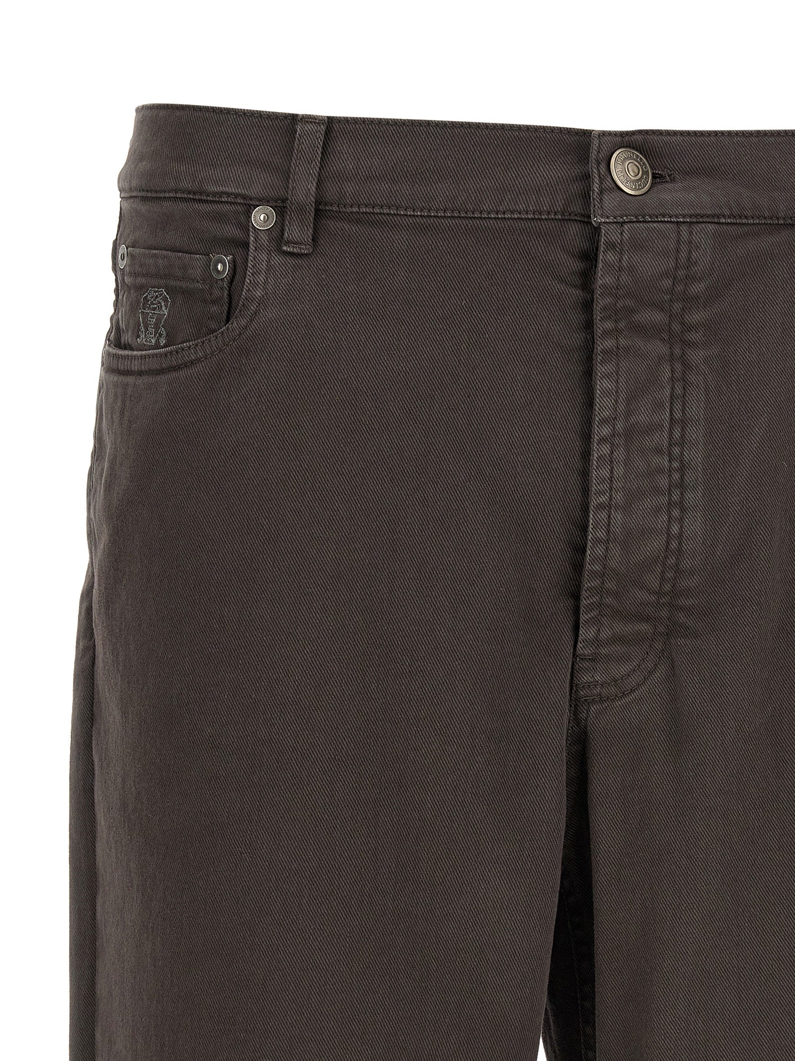 Brunello Cucinelli Braune Baumwolljeans mit geradem Bein