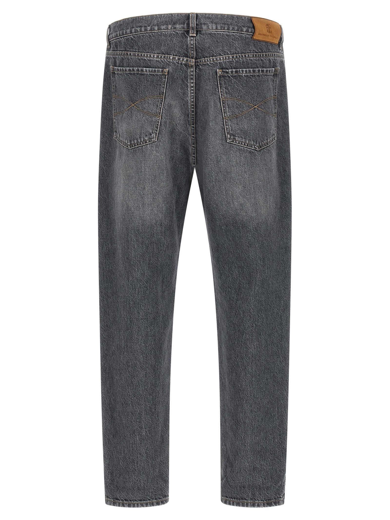 Brunello Cucinelli Graue Jeans aus Baumwolle im geraden Schnitt