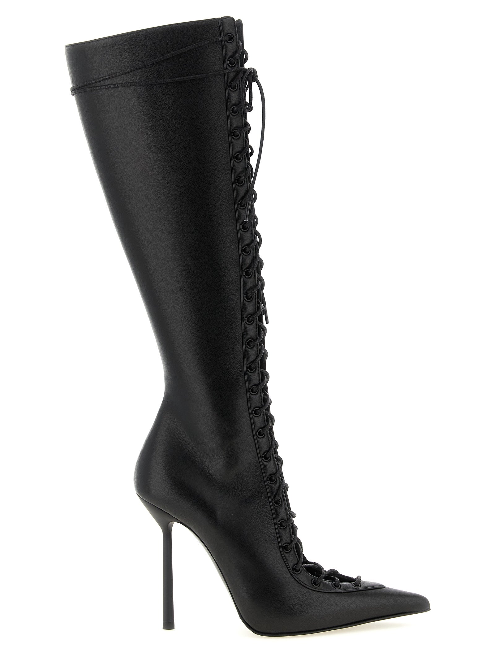LE SILLA Schwarze Lammleder Over-the-Knee-Stiefel