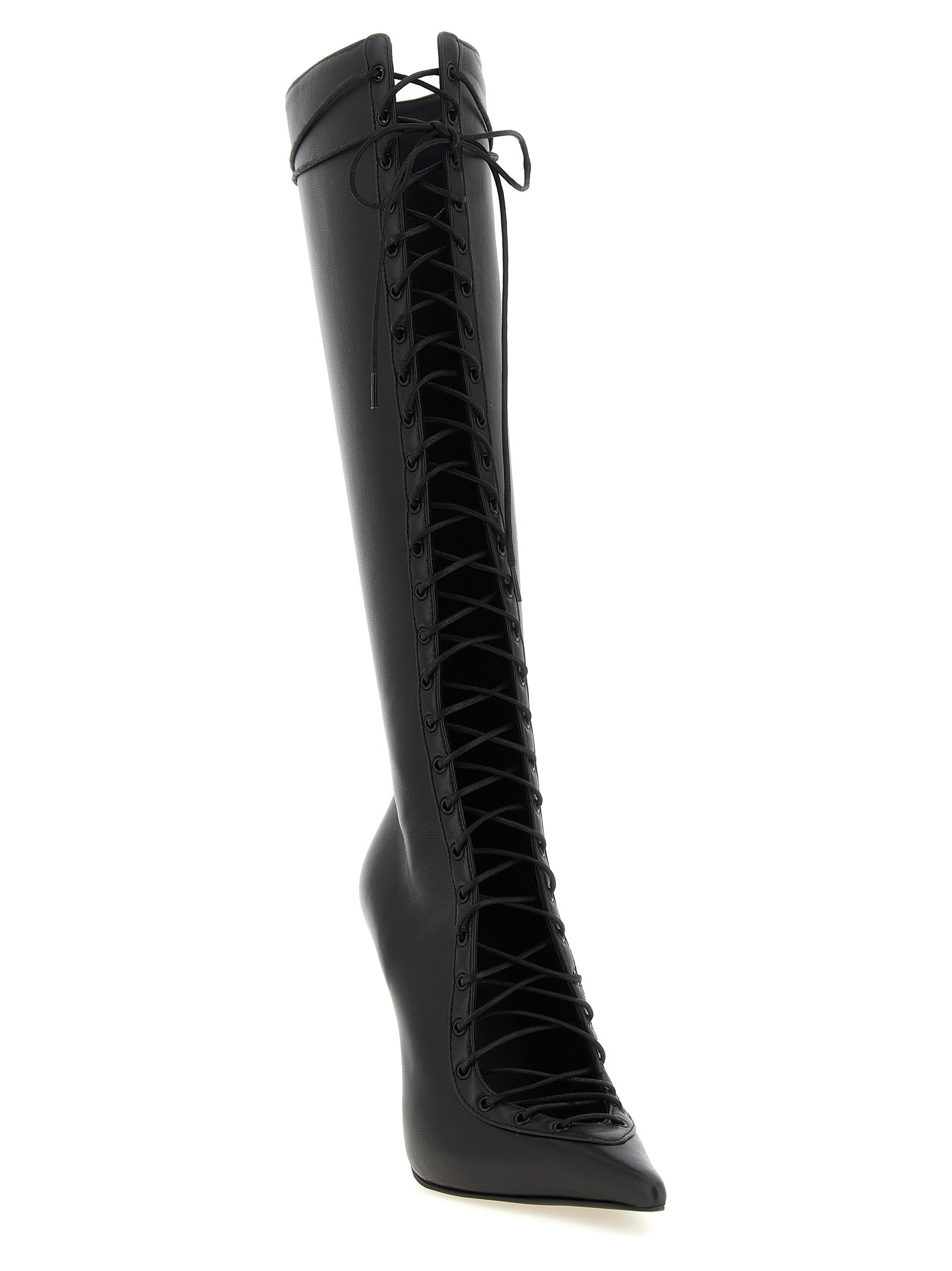 LE SILLA Schwarze Lammleder Over-the-Knee-Stiefel
