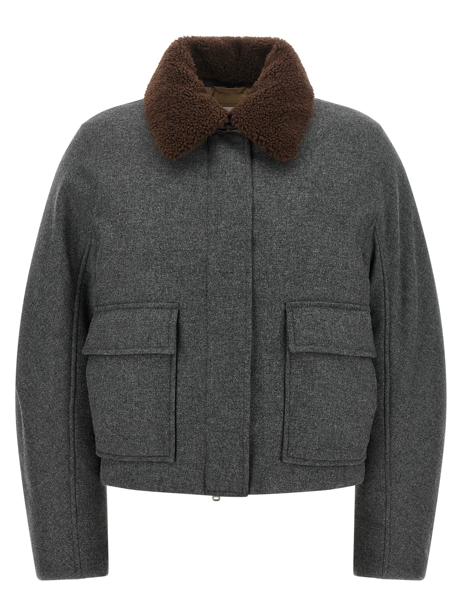 Brunello Cucinelli Grauer Virgin Wool Maxikleid