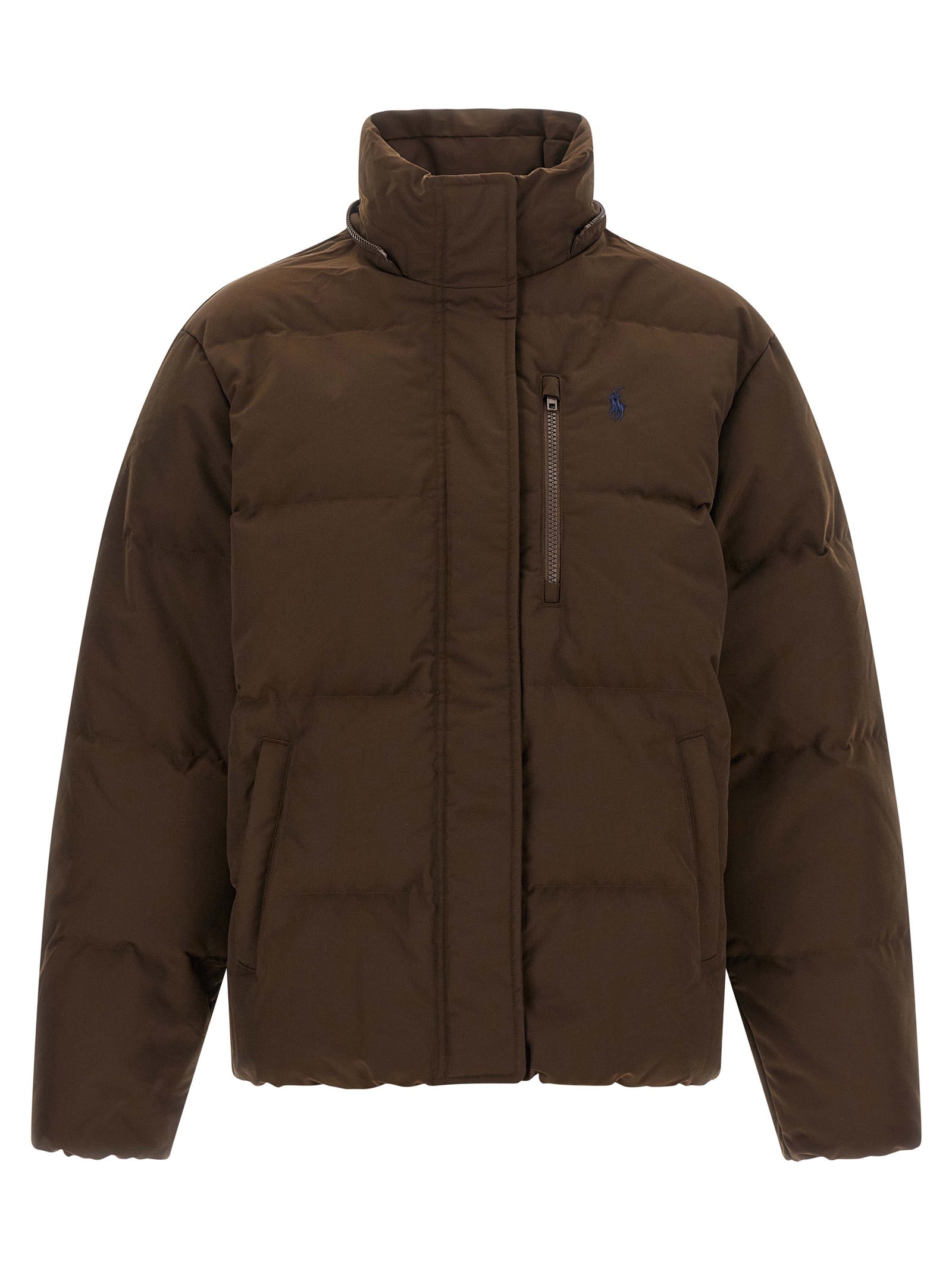 Polo Ralph Lauren Braune Polyester-Jacke in voller Länge