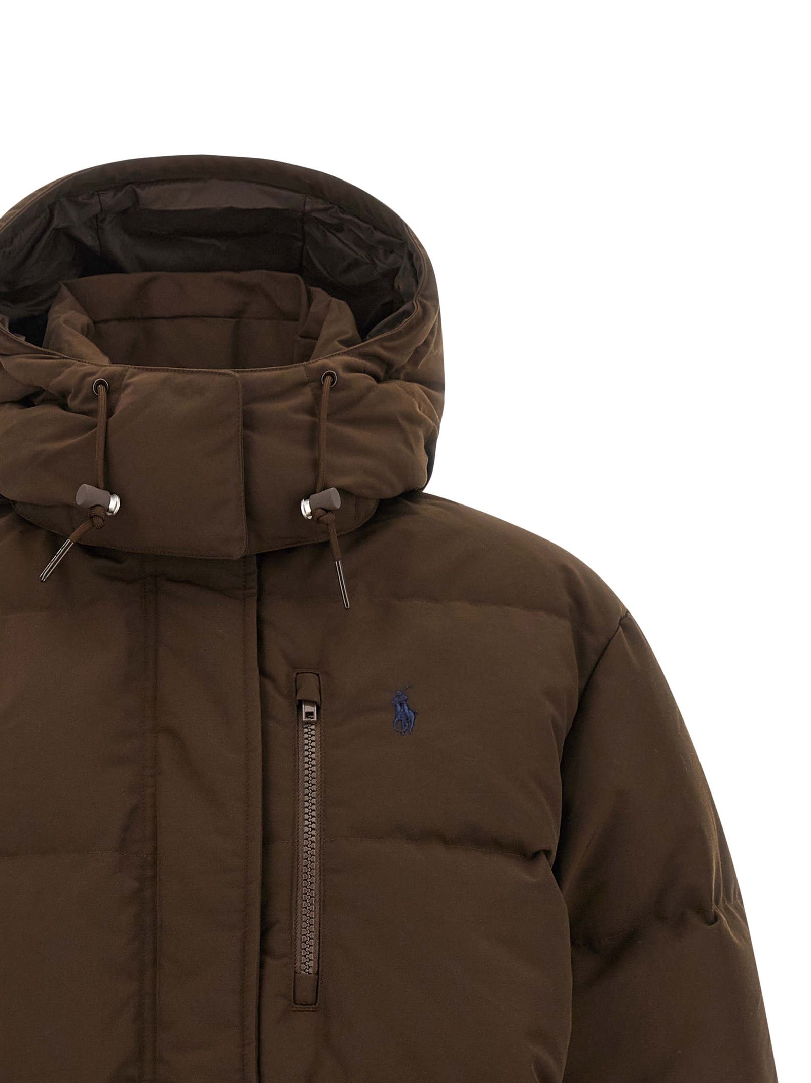 Polo Ralph Lauren Braune Polyester-Jacke in voller Länge