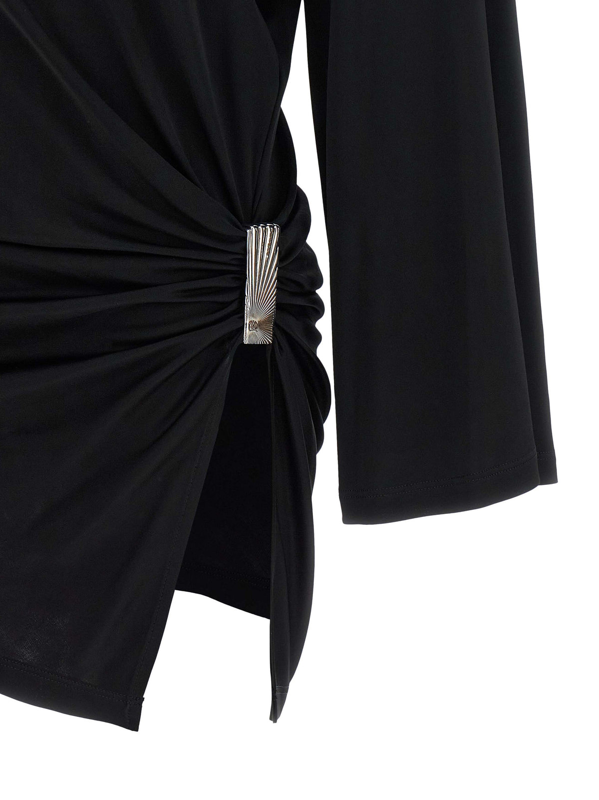 The Attico Schwarzes Viskose-Kurzkleid