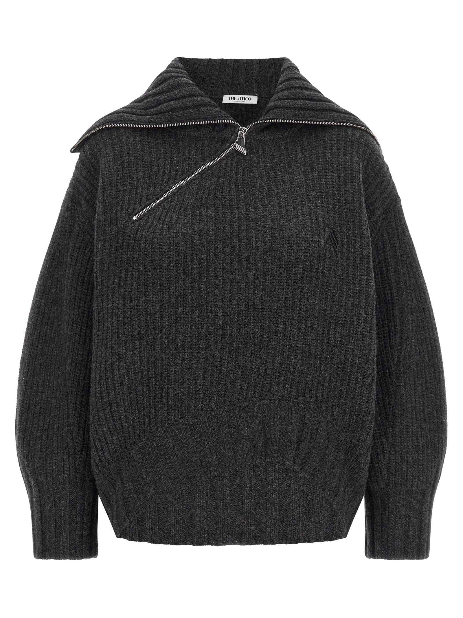 The Attico Grauer Cardigan aus reiner Schurwolle