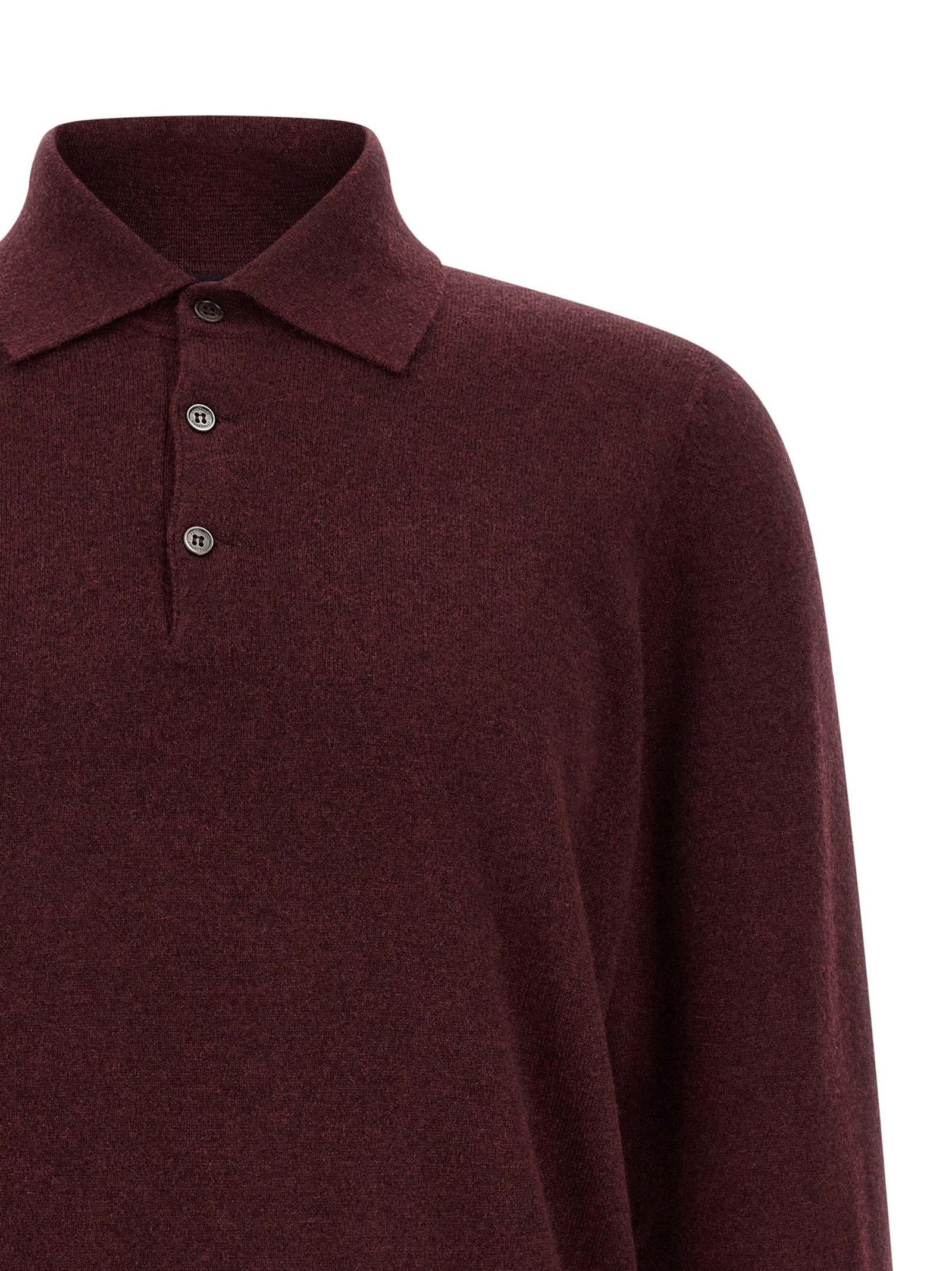 Brunello Cucinelli Bordeaux Kaschmir Poloshirt