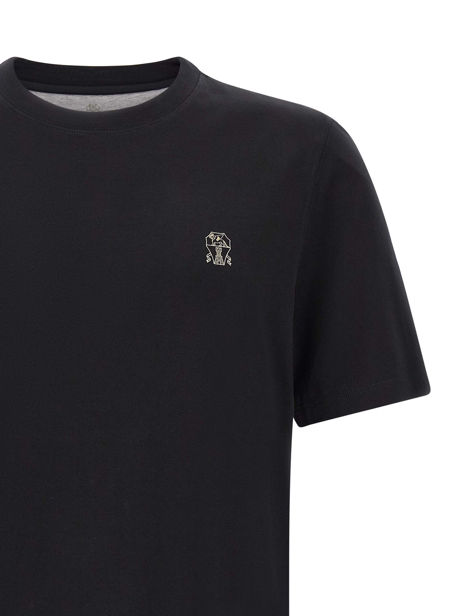 Brunello Cucinelli Schwarzes Baumwoll-T-Shirt