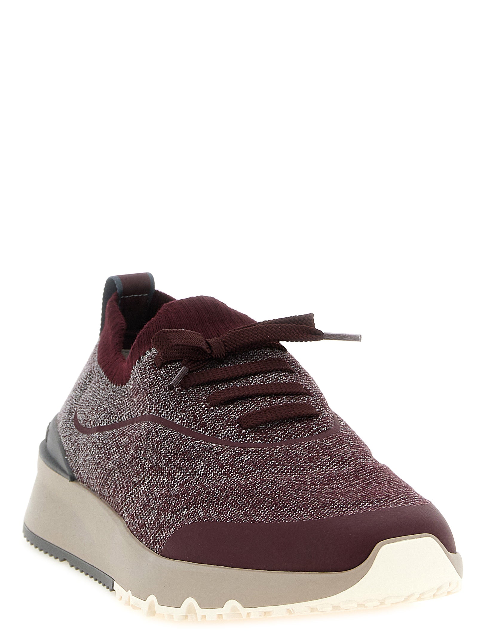 Brunello Cucinelli Bordeaux Baumwoll-Sneakers im Athletic-Stil