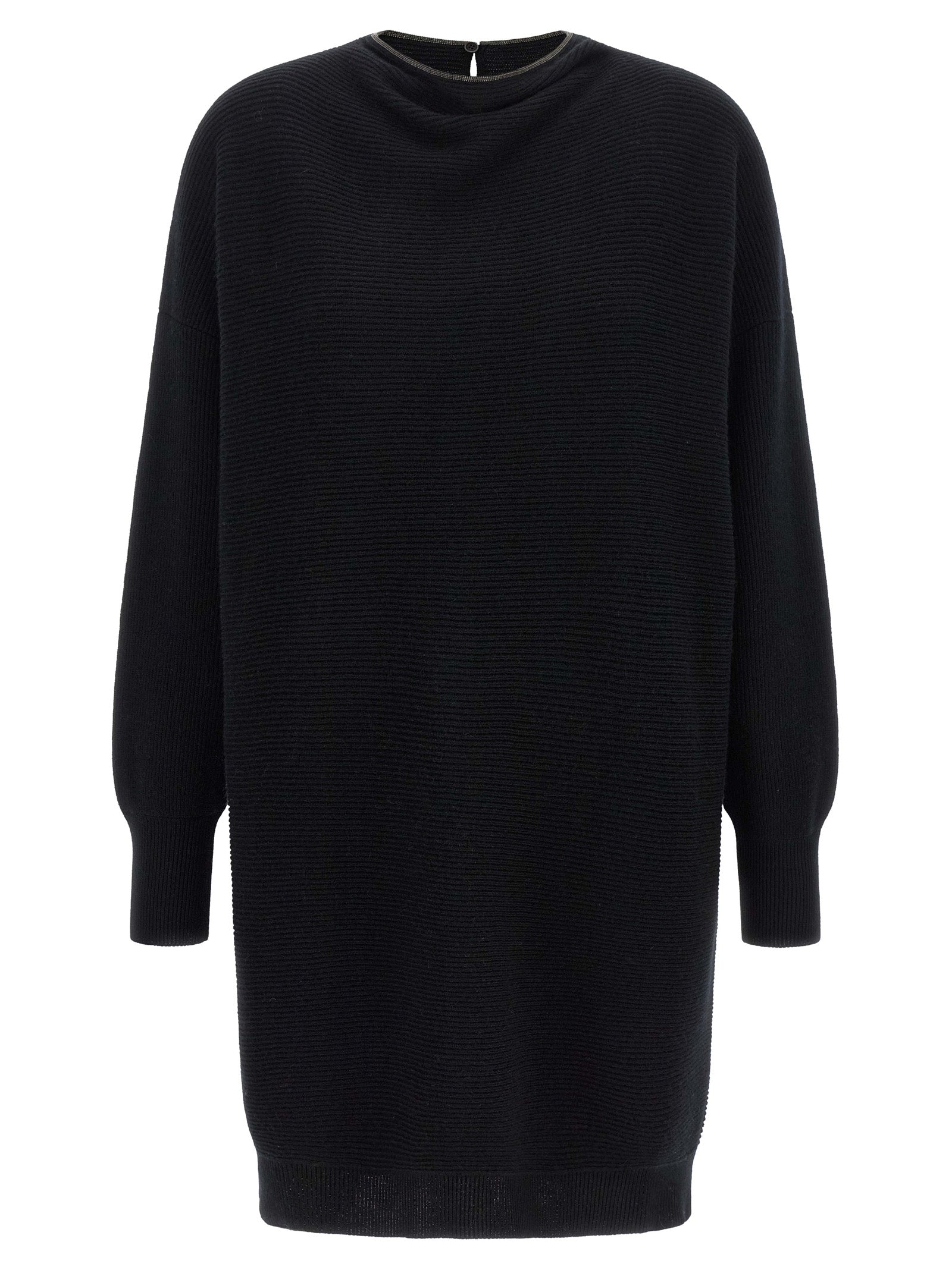Brunello Cucinelli Kurzes Kleid aus schwarzer Schurwolle