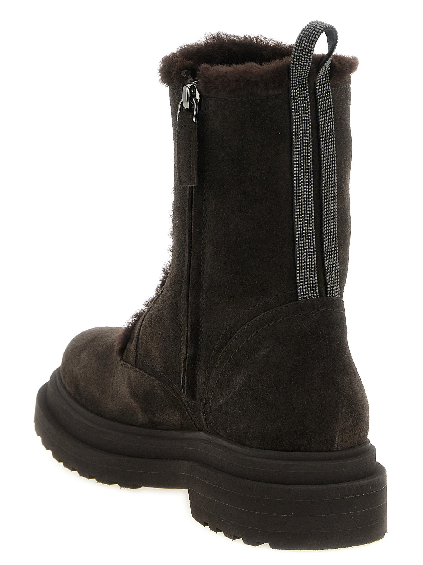 Brunello Cucinelli Braune Schnürstiefel aus Kalbsleder
