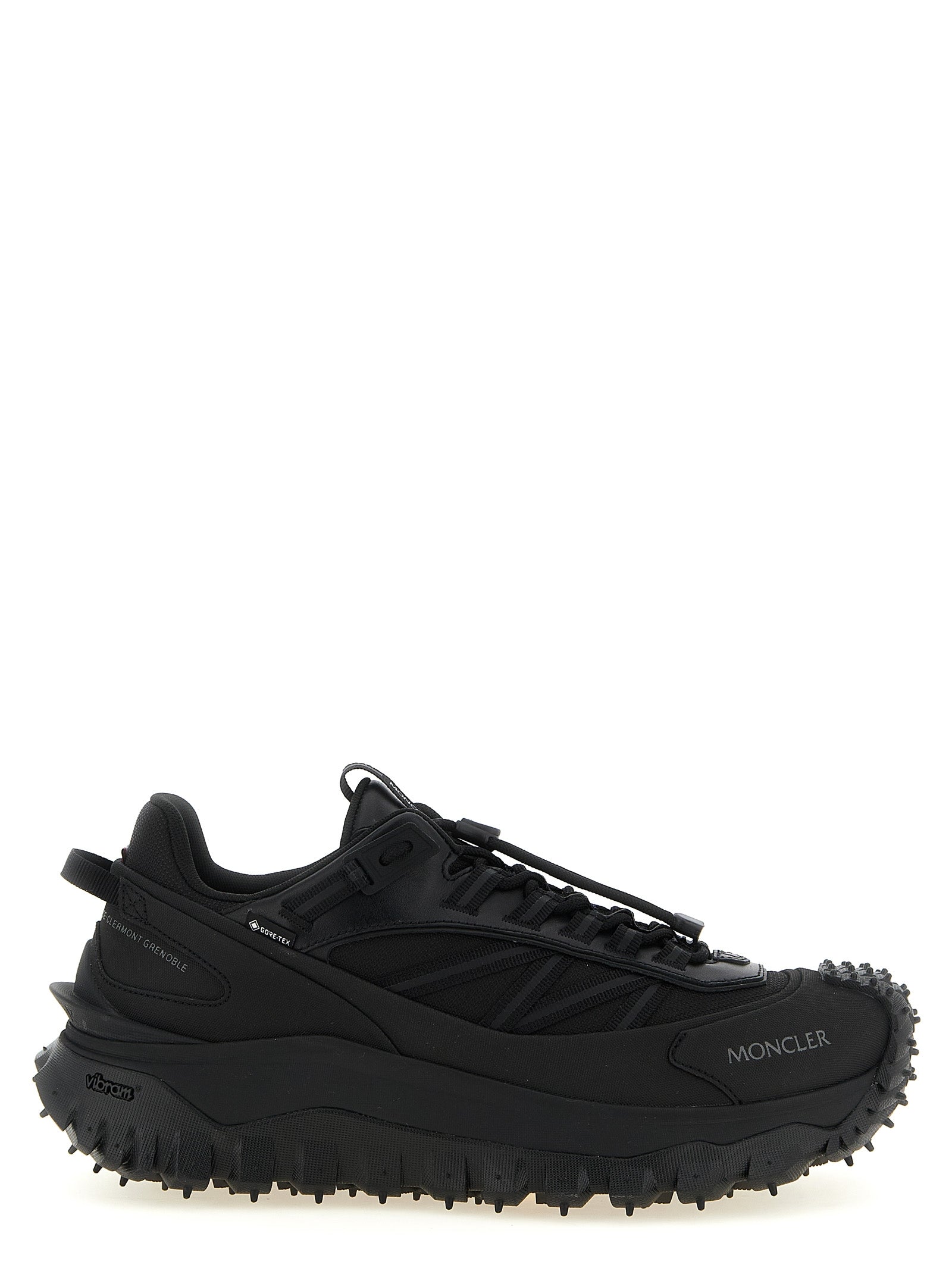 Moncler Schwarze Leder-Sneaker im Athletic-Stil