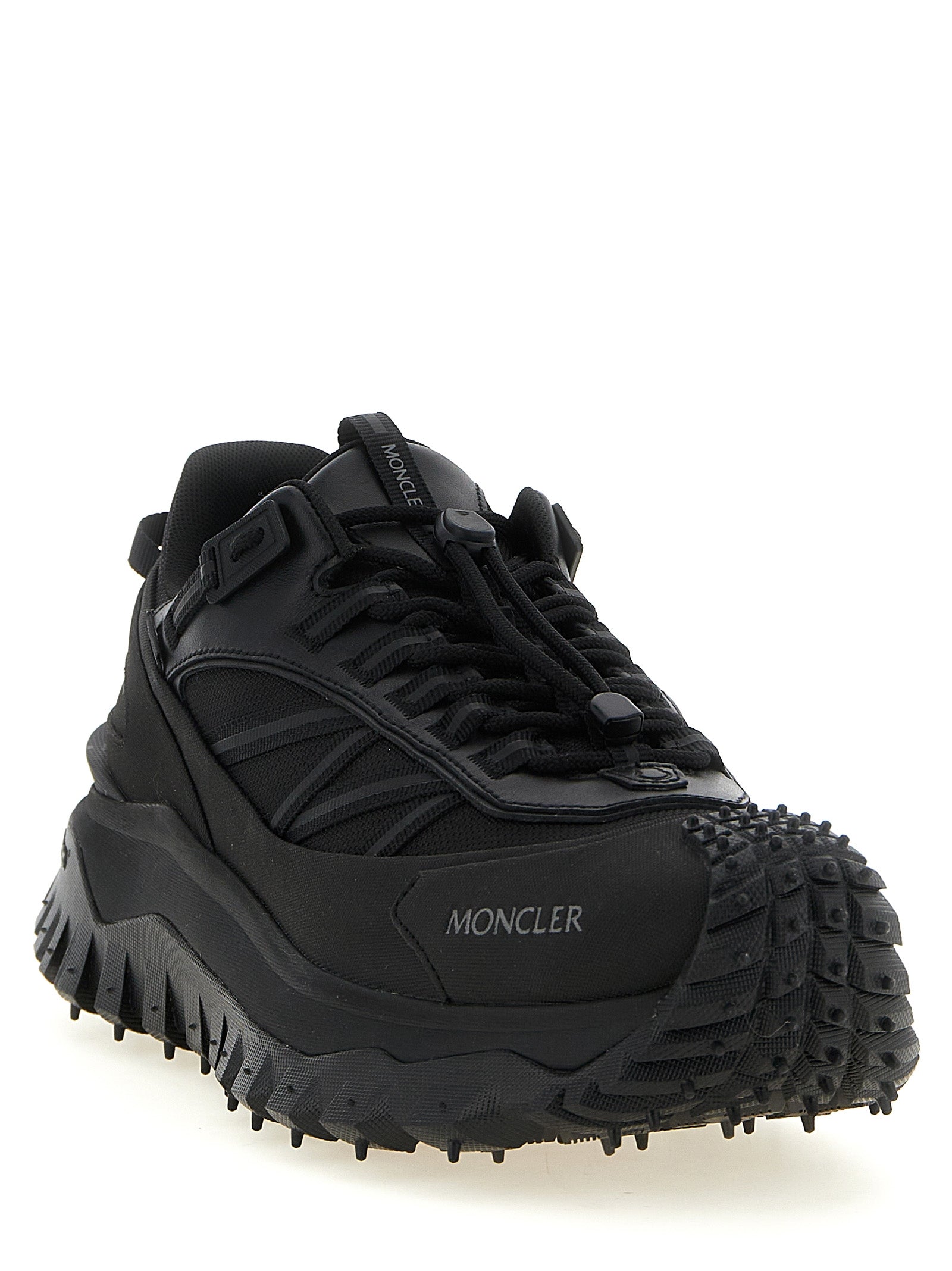 Moncler Schwarze Leder-Sneaker im Athletic-Stil