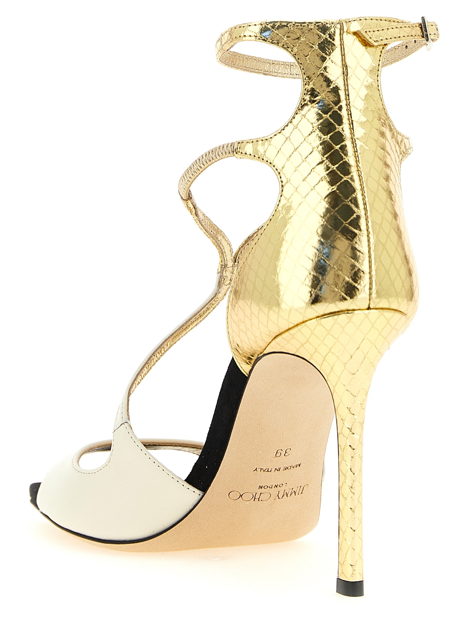 Jimmy Choo Mehrfarbige Ledersandalen mit Stilettoabsatz