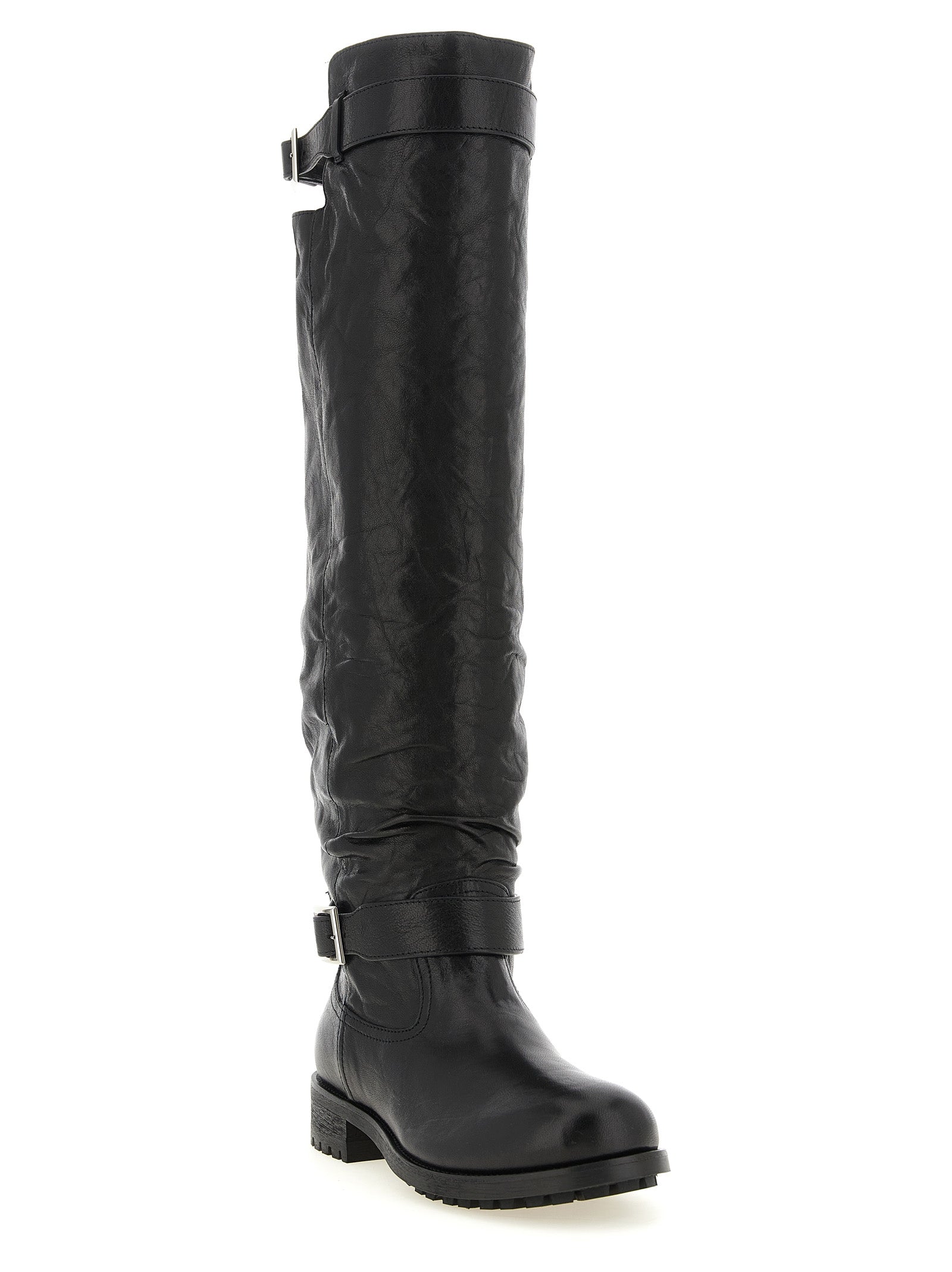 Jimmy Choo Schwarze Leder Overknee-Stiefel