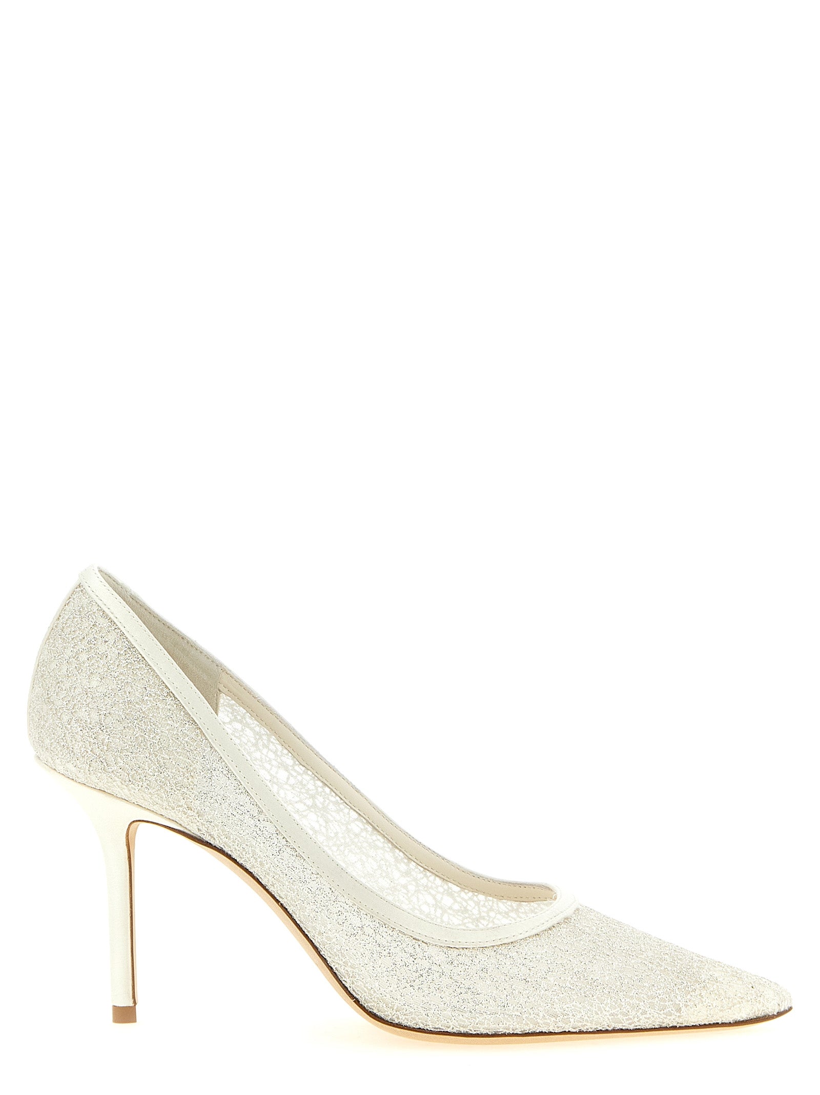 Jimmy Choo Weiße Tencel-Pumps mit hohem Absatz