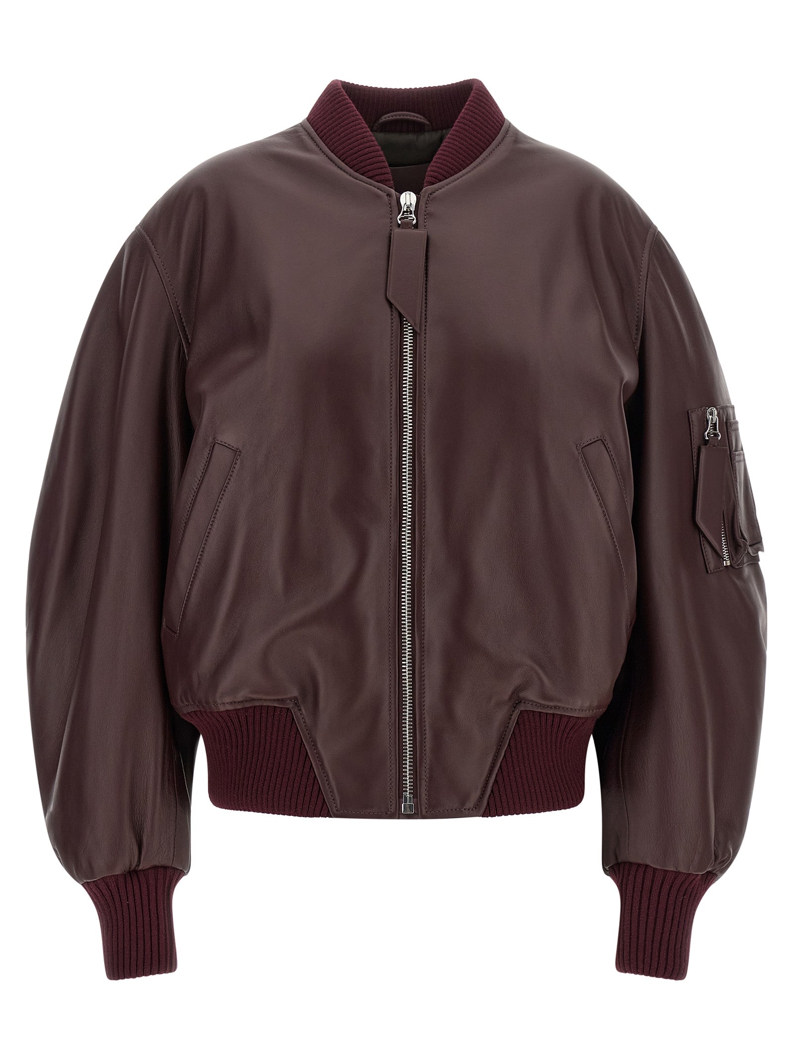 The Attico Bordeaux Lammleder Lederjacke