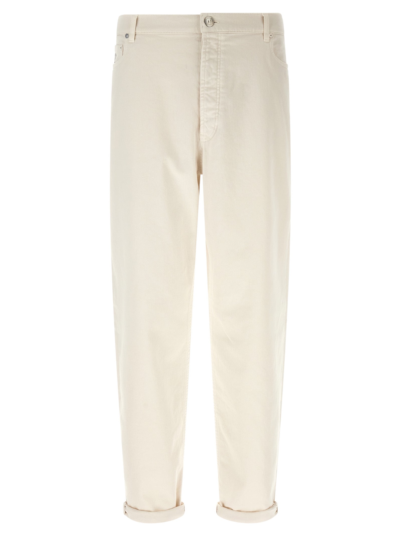 Brunello Cucinelli Weiße Baumwolljeans im Relaxed Fit