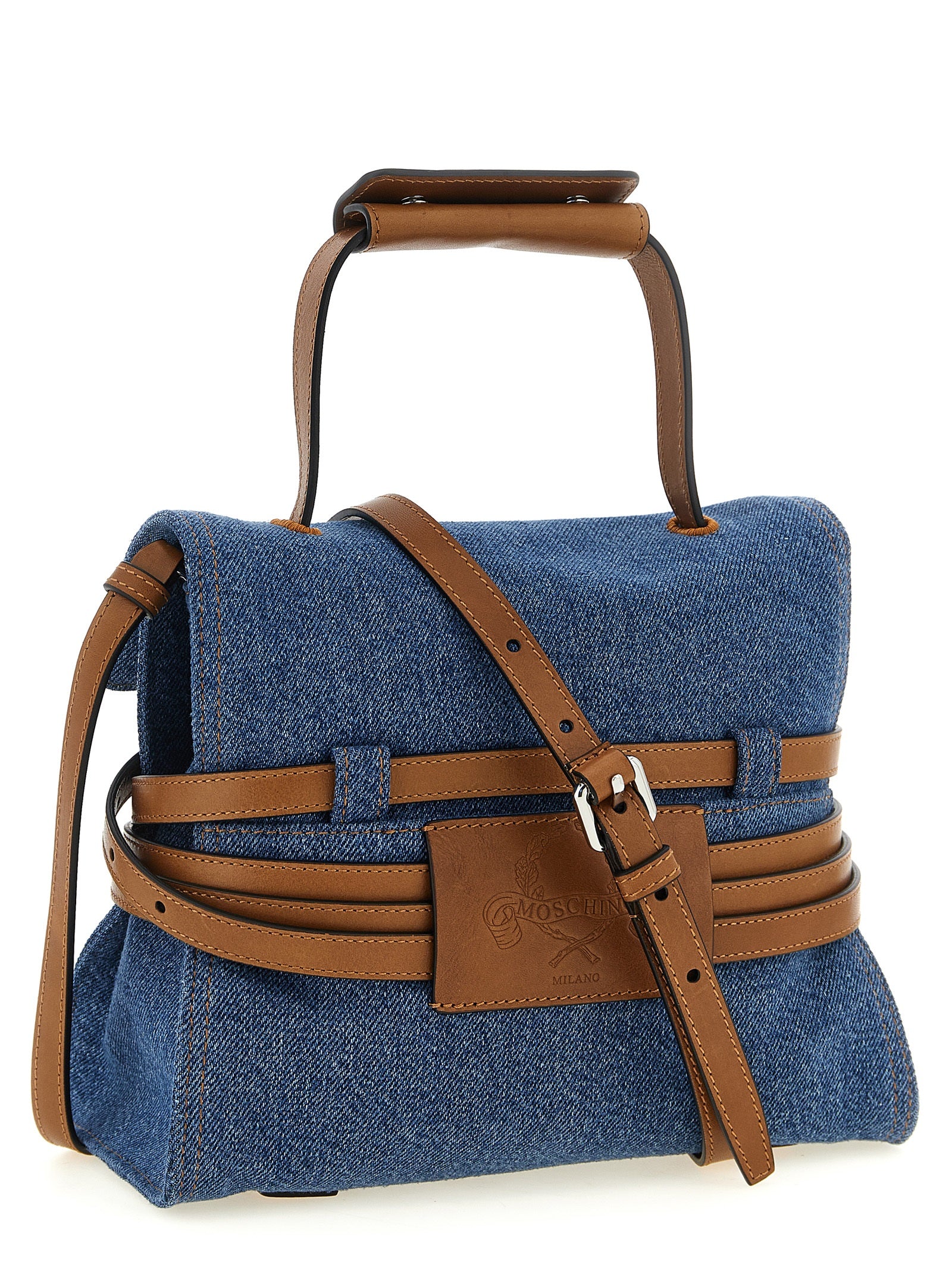 Moschino Blaue Baumwoll-Handtasche