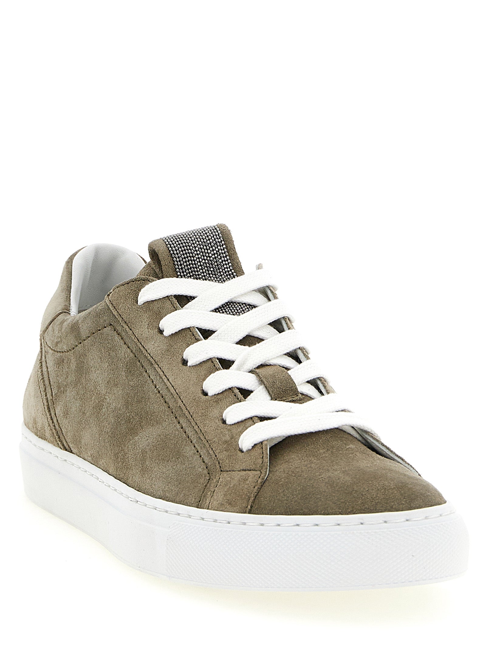 Brunello Cucinelli Graue Kalbsleder Low-Top-Sneaker