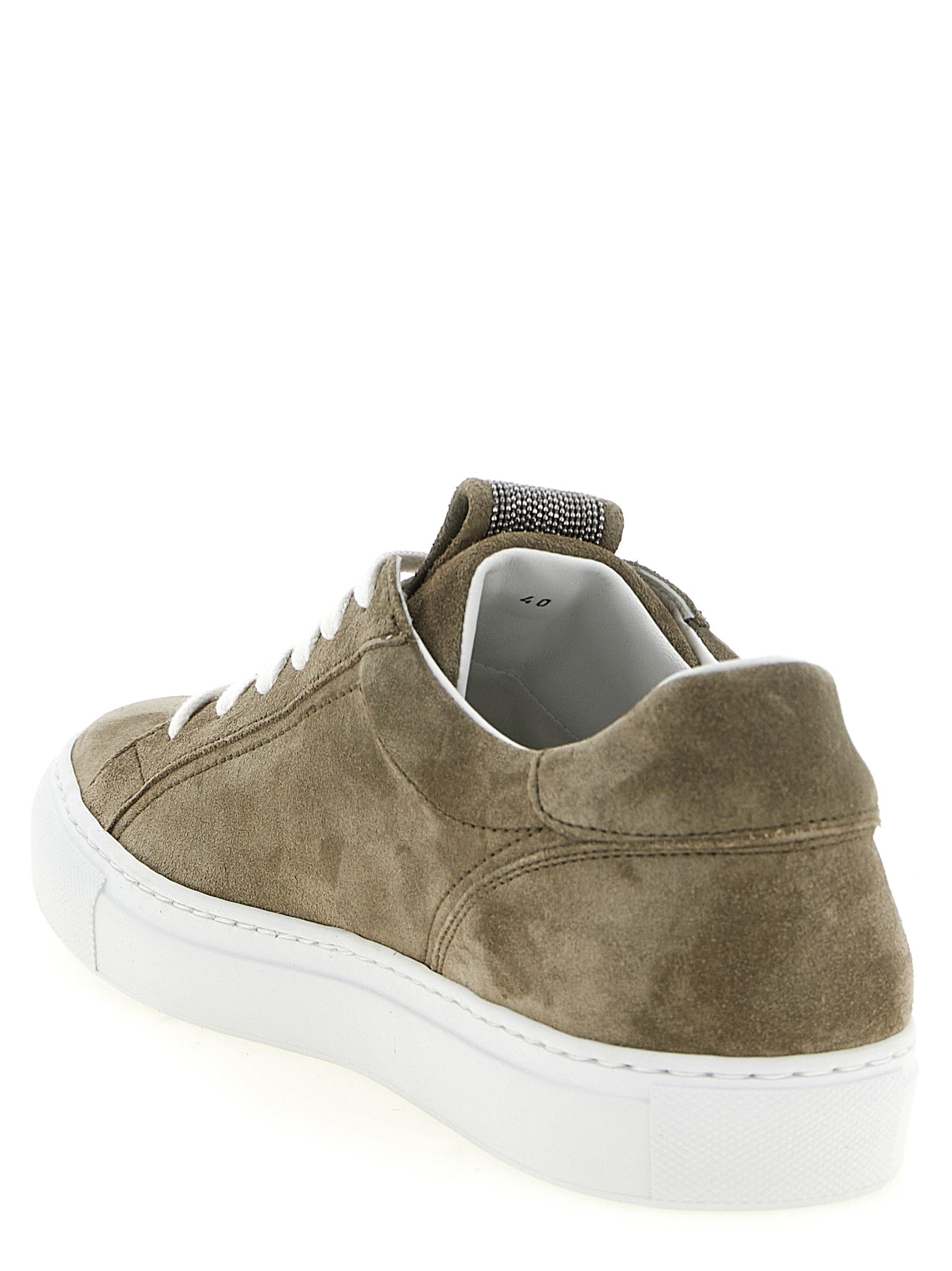 Brunello Cucinelli Graue Kalbsleder Low-Top-Sneaker