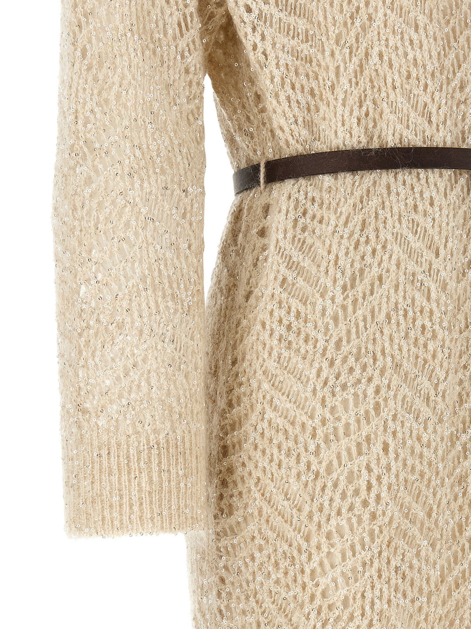 Brunello Cucinelli Beige Polyamid Midikleid