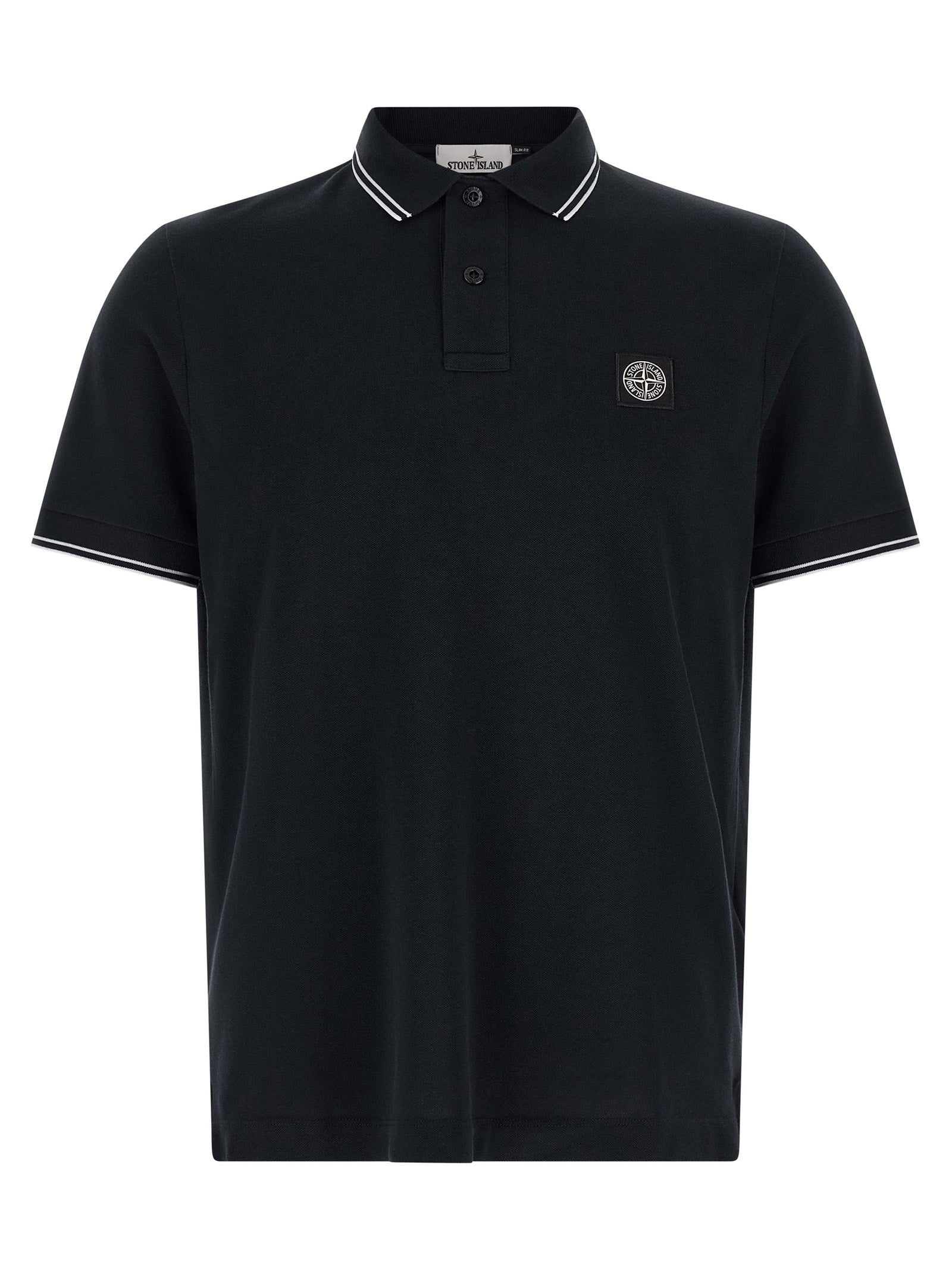 Stone Island Blaues Baumwoll-Polohemd