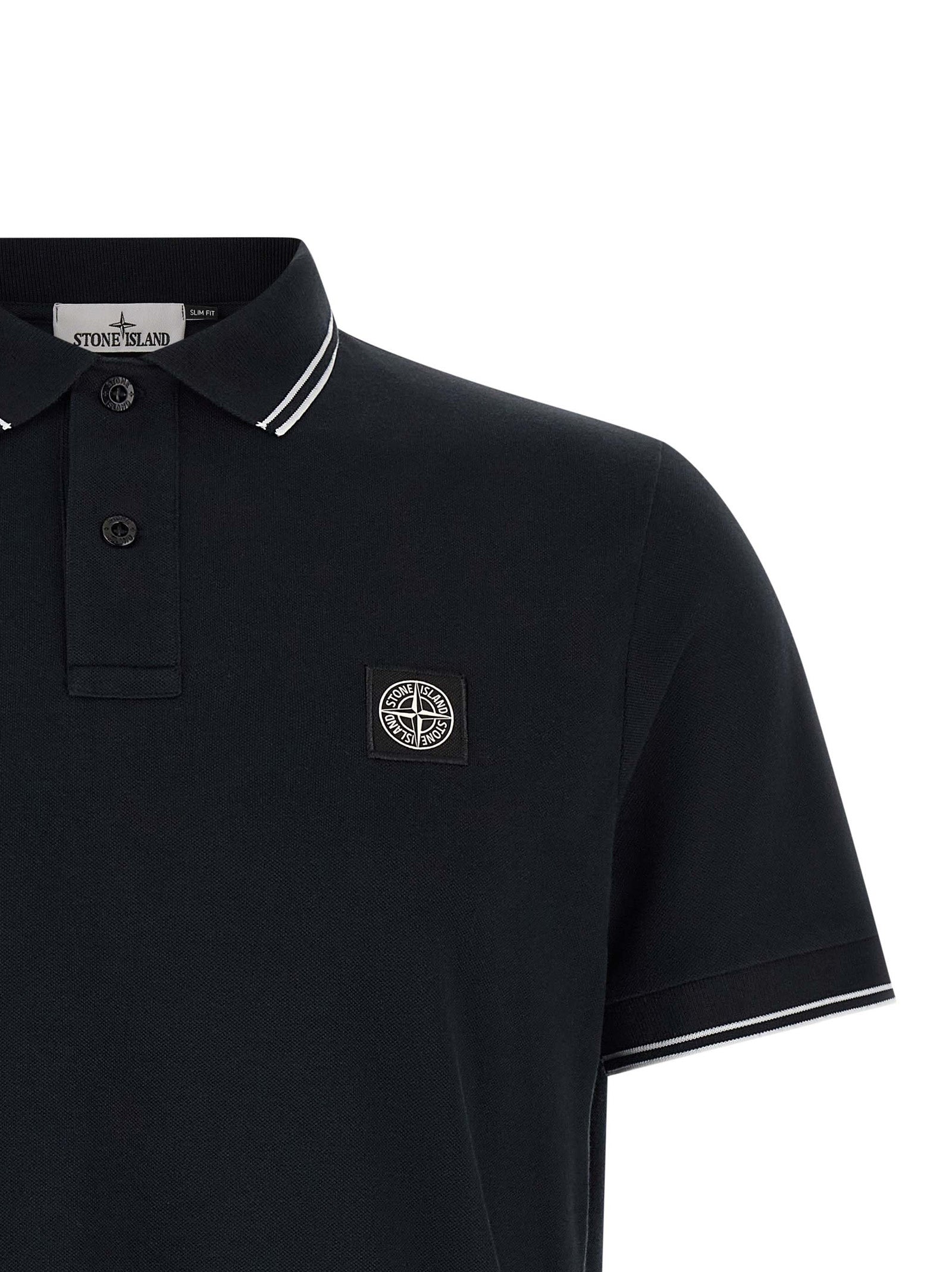 Stone Island Blaues Baumwoll-Polohemd