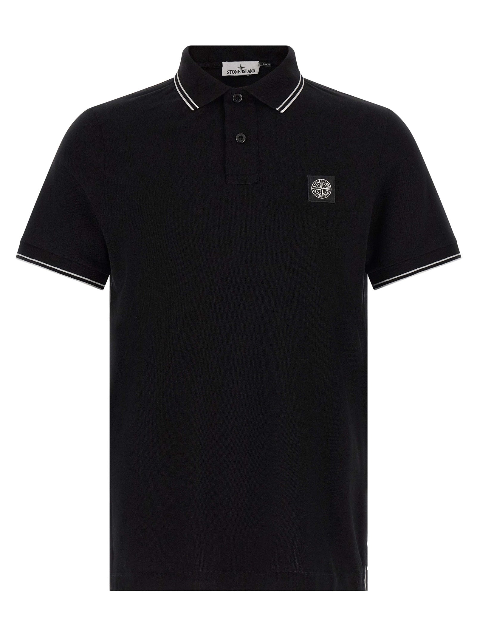 Stone Island Schwarzes Baumwoll-Poloshirt