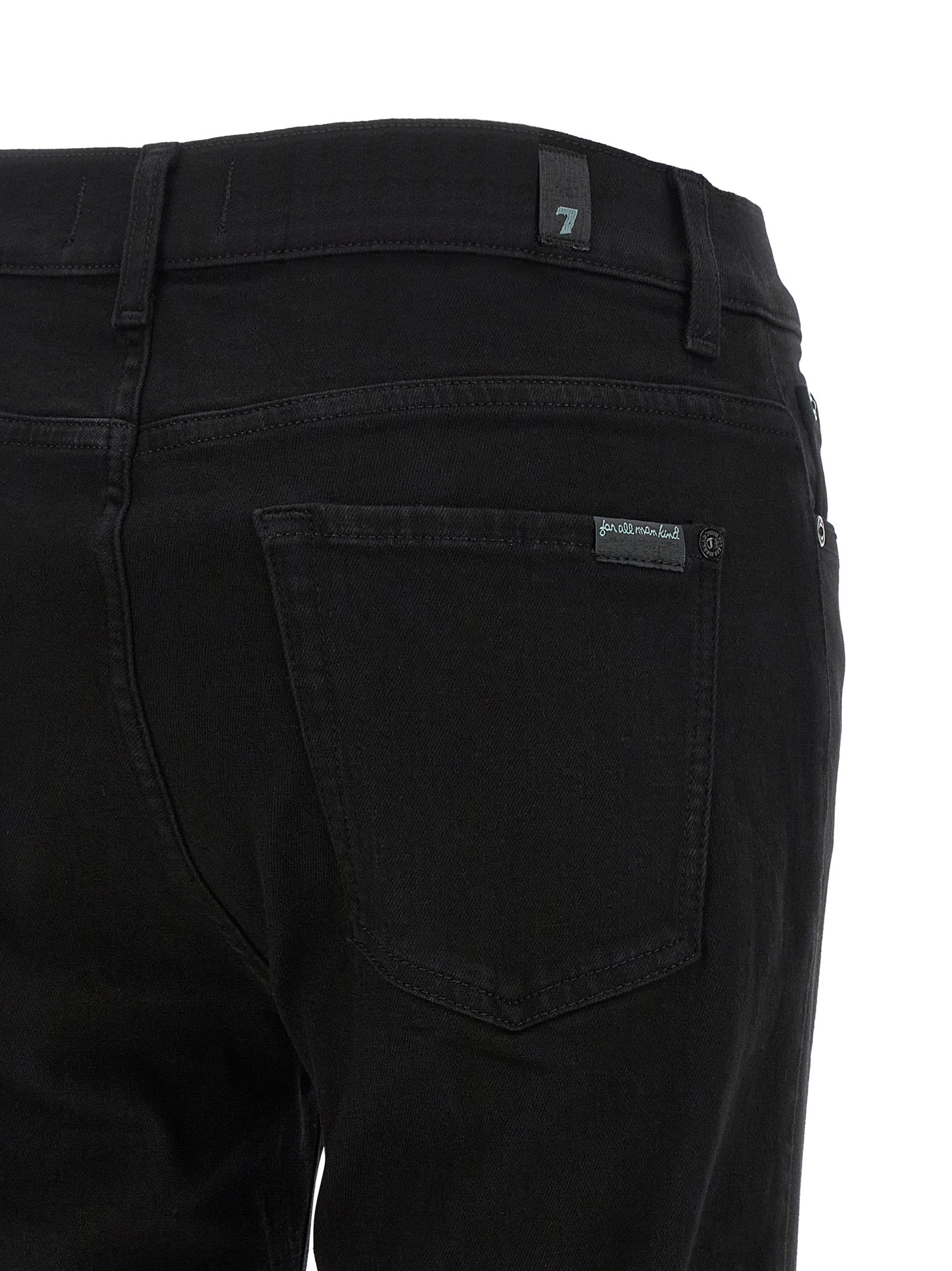 7 For All Mankind Schwarze Bootcut-Jeans aus Baumwolle