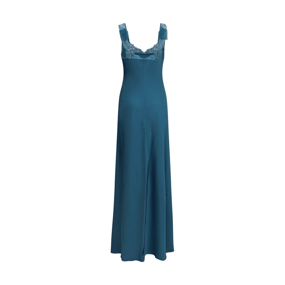 Forte_Forte Langes Kleid aus Azetat in Blau